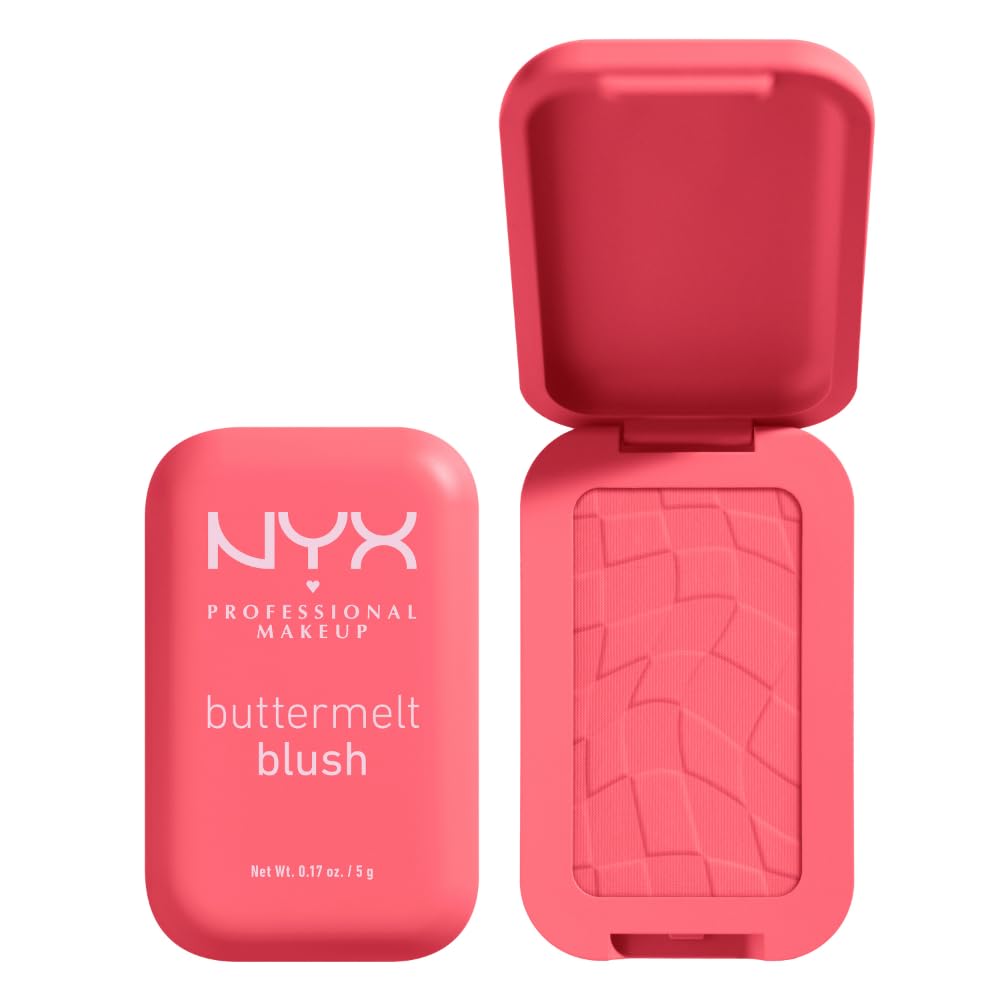 NYX PROFESSIONAL MAKEUP Buttermelt Powder Blush, Fade and Transfer-Resistant Blush, Up to 12HR Make Up Wear, Vegan Formula - For The Butta