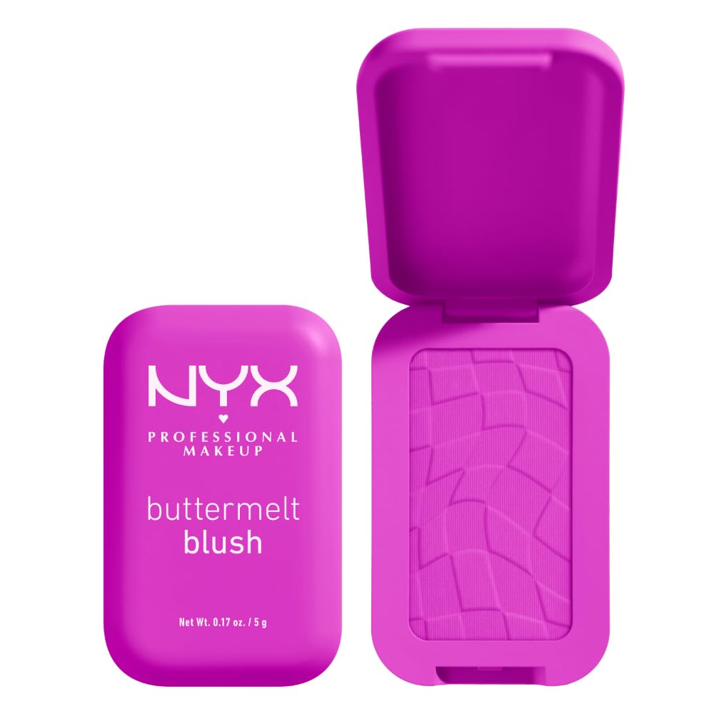 NYX PROFESSIONAL MAKEUP Buttermelt Powder Blush, Fade and Transfer-Resistant Blush, Up to 12HR Make Up Wear, Vegan Formula - For The Butta