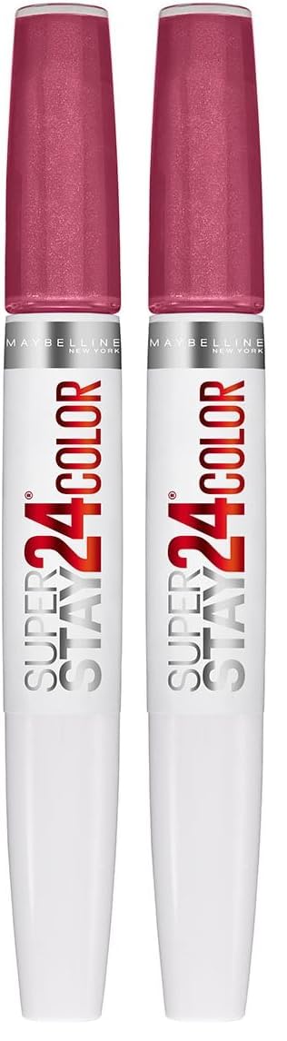 Maybelline Super Stay 24, 2-Step Liquid Lipstick Makeup, Long Lasting Highly Pigmented Color with Moisturizing Balm, Everlasting Wine, Plum Red, 1 Count