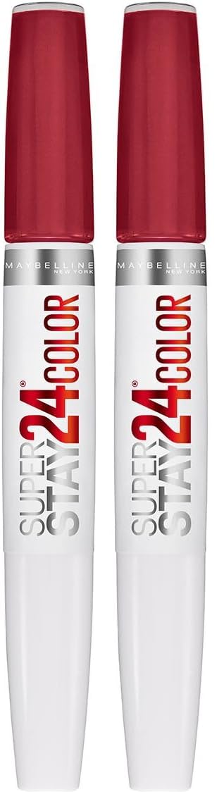 Maybelline Super Stay 24, 2-Step Liquid Lipstick Makeup, Long Lasting Highly Pigmented Color with Moisturizing Balm, Everlasting Wine, Plum Red, 1 Count