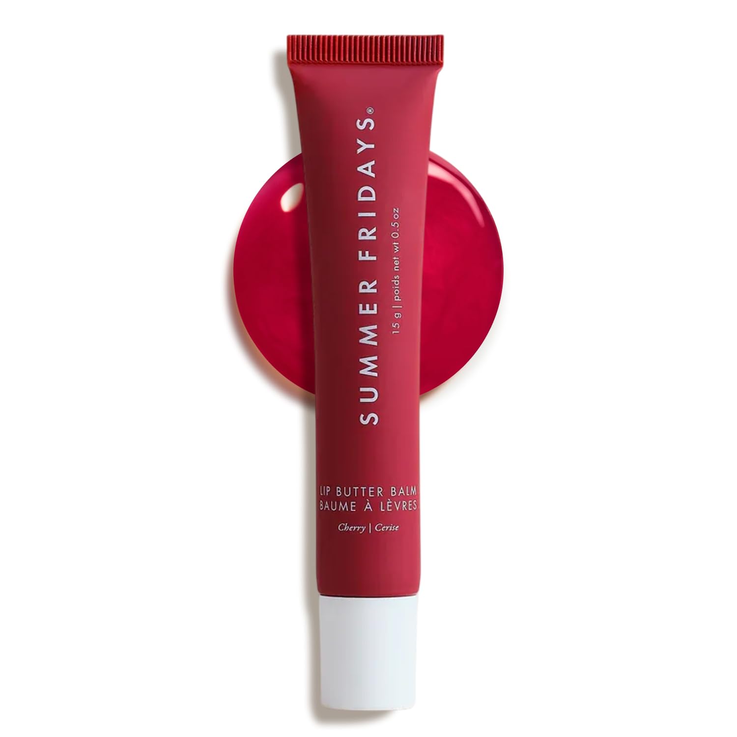 Summer Fridays Tinted Lip Butter Balm - Conditioning Vegan Lip Balm for Instant Moisture, Shine & Hydration - Sheer-Tinted, Soothing Skincare - Cherry (.5 Oz)