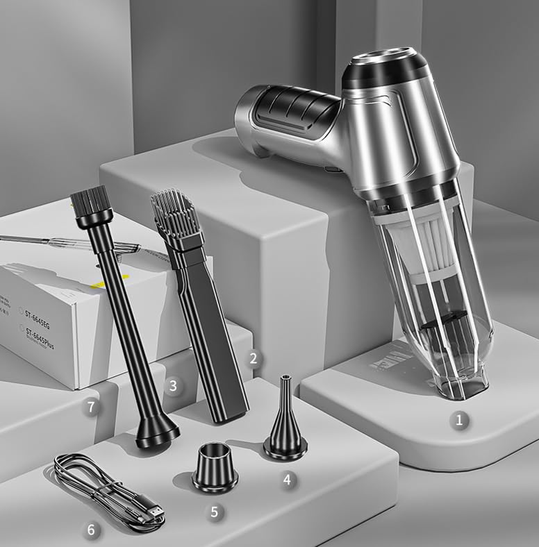 Carclineb Handheld Vacuum, 95000Pa Strong Suction Car Vacuum Cleaner, 30Mins Runtime Wireless Portable Vacuum for Car Interior, Home Furniture, Office, Quick Charge & Lightweight (1 Piece)