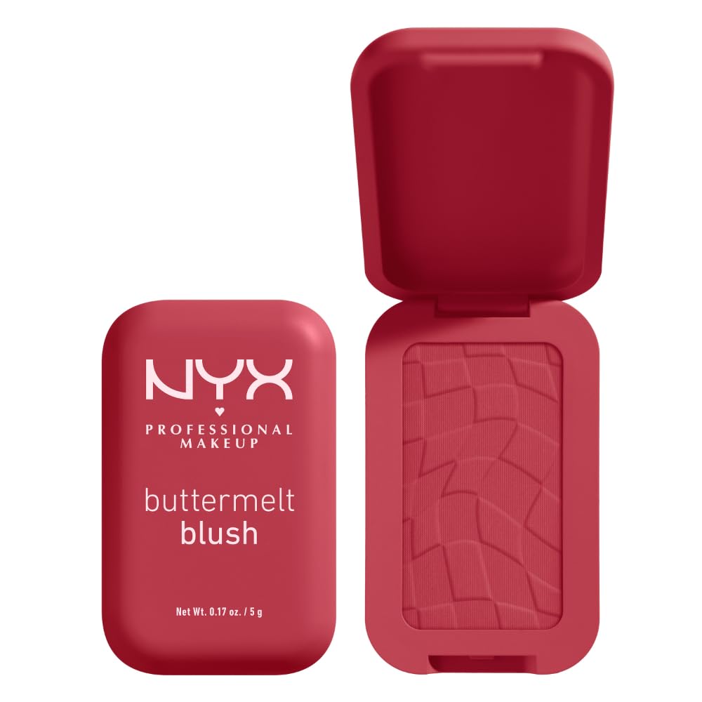 NYX PROFESSIONAL MAKEUP Buttermelt Powder Blush, Fade and Transfer-Resistant Blush, Up to 12HR Make Up Wear, Vegan Formula - For The Butta