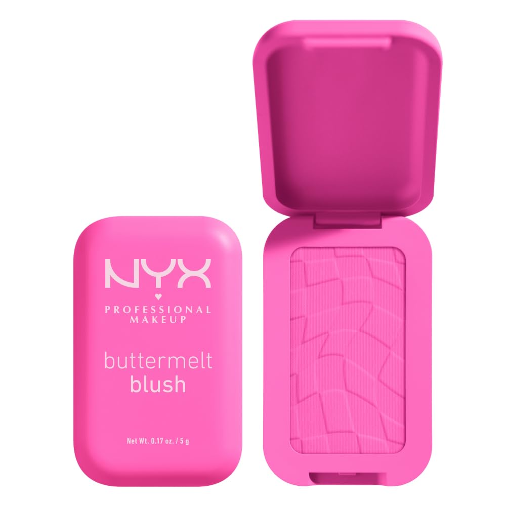 NYX PROFESSIONAL MAKEUP Buttermelt Powder Blush, Fade and Transfer-Resistant Blush, Up to 12HR Make Up Wear, Vegan Formula - For The Butta