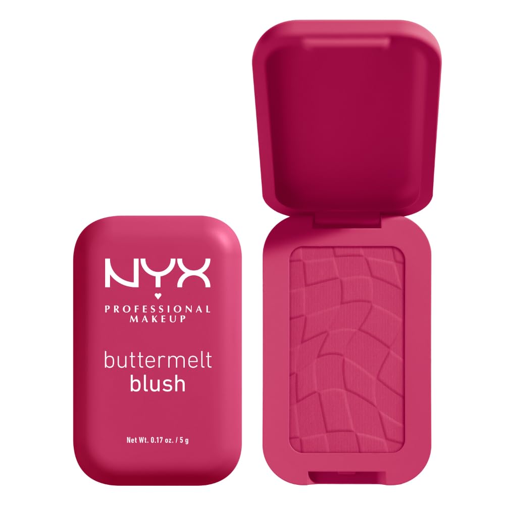 NYX PROFESSIONAL MAKEUP Buttermelt Powder Blush, Fade and Transfer-Resistant Blush, Up to 12HR Make Up Wear, Vegan Formula - For The Butta