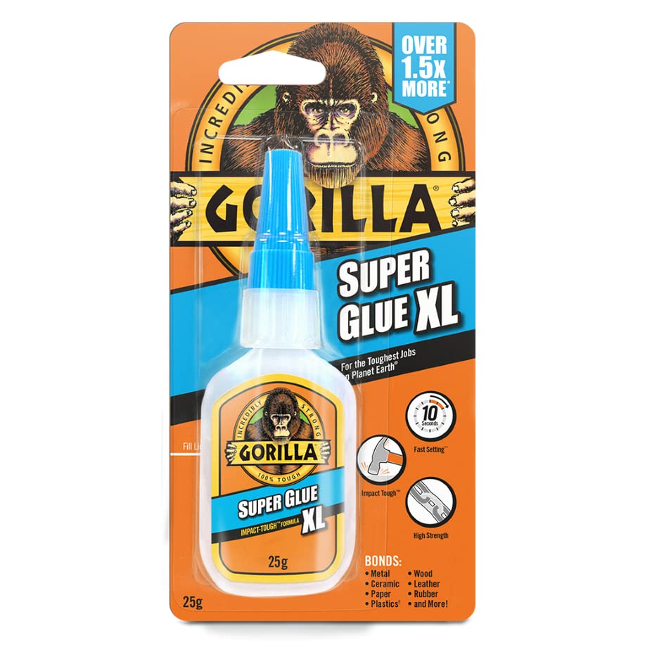 Gorilla Super Glue, 15g – All Purpose, Impact Tough & Fast Setting with Anti-Clog Cap Ideal for Metal, Ceramics, Leather & More