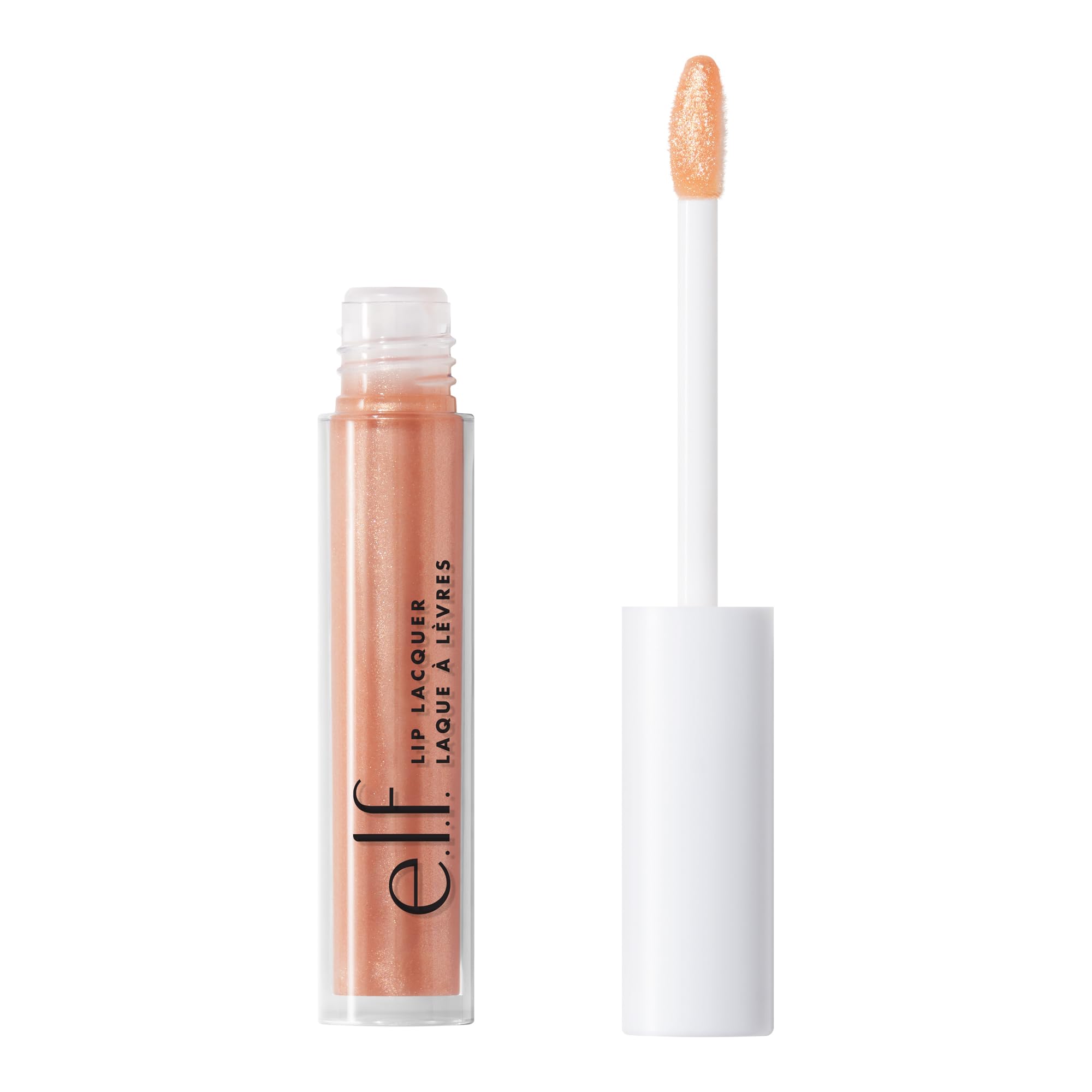 e.l.f. Lip Lacquer, Nourishing, Non-Sticky Ultra-Shine Lip Gloss With Sheer Color, Infused With Vitamins A & E, Vegan & Cruelty-Free, Whisper Pink