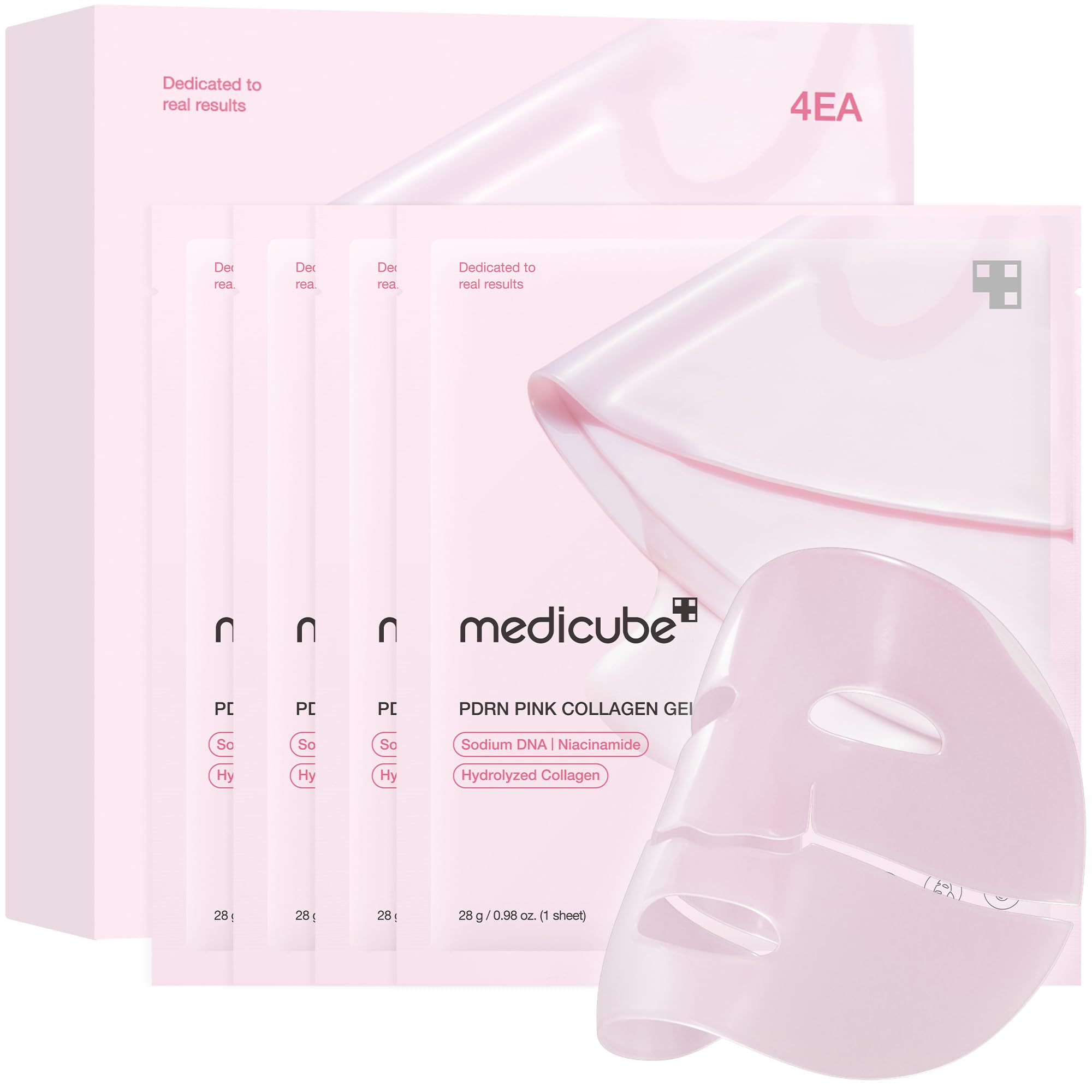 medicube Salmon DNA PDRN pink collagen jelly gel mask | overnight face mask for glass glow skin- elasticity, hydrating, firming and moisturising | korean skincare, 28g, 4ea
