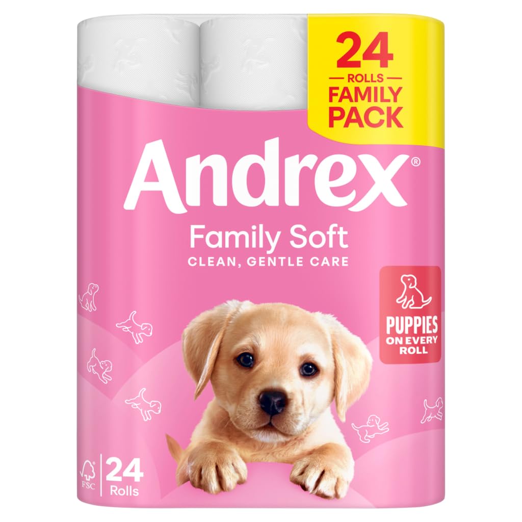 Andrex Family Soft Toilet Tissue 45 Rolls (Previously Andrex Gentle Clean) Gentle on your Family’s skin– Bulk Pack of 45 Toilet Rolls, FSC Certified