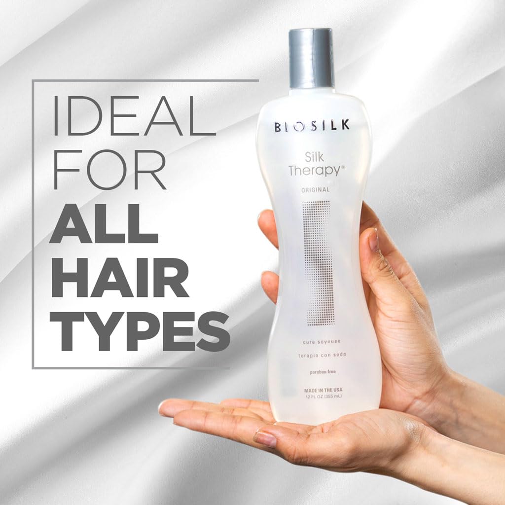BioSilk Silk Therapy Original Cure, Reconstructing Treatment For Adding Shine & Helping Prevent Split Ends, Sulfate, Paraben, & Cruelty-Free, 12 Oz | Adding Shine, Sulfate Free, Paraben Free, Cruelty Free, 12 Oz