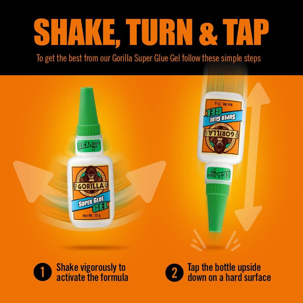 Gorilla Super Glue, 15g – All Purpose, Impact Tough & Fast Setting with Anti-Clog Cap Ideal for Metal, Ceramics, Leather & More