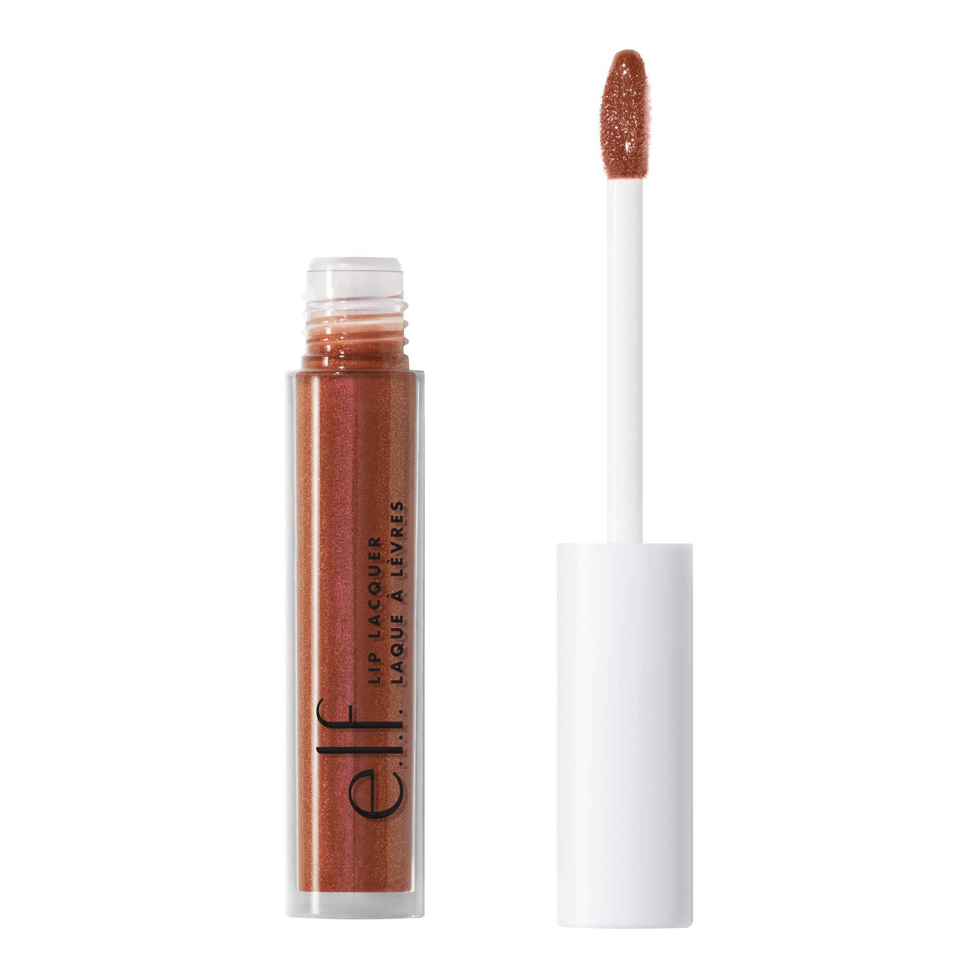 e.l.f. Lip Lacquer, Nourishing, Non-Sticky Ultra-Shine Lip Gloss With Sheer Color, Infused With Vitamins A & E, Vegan & Cruelty-Free, Whisper Pink