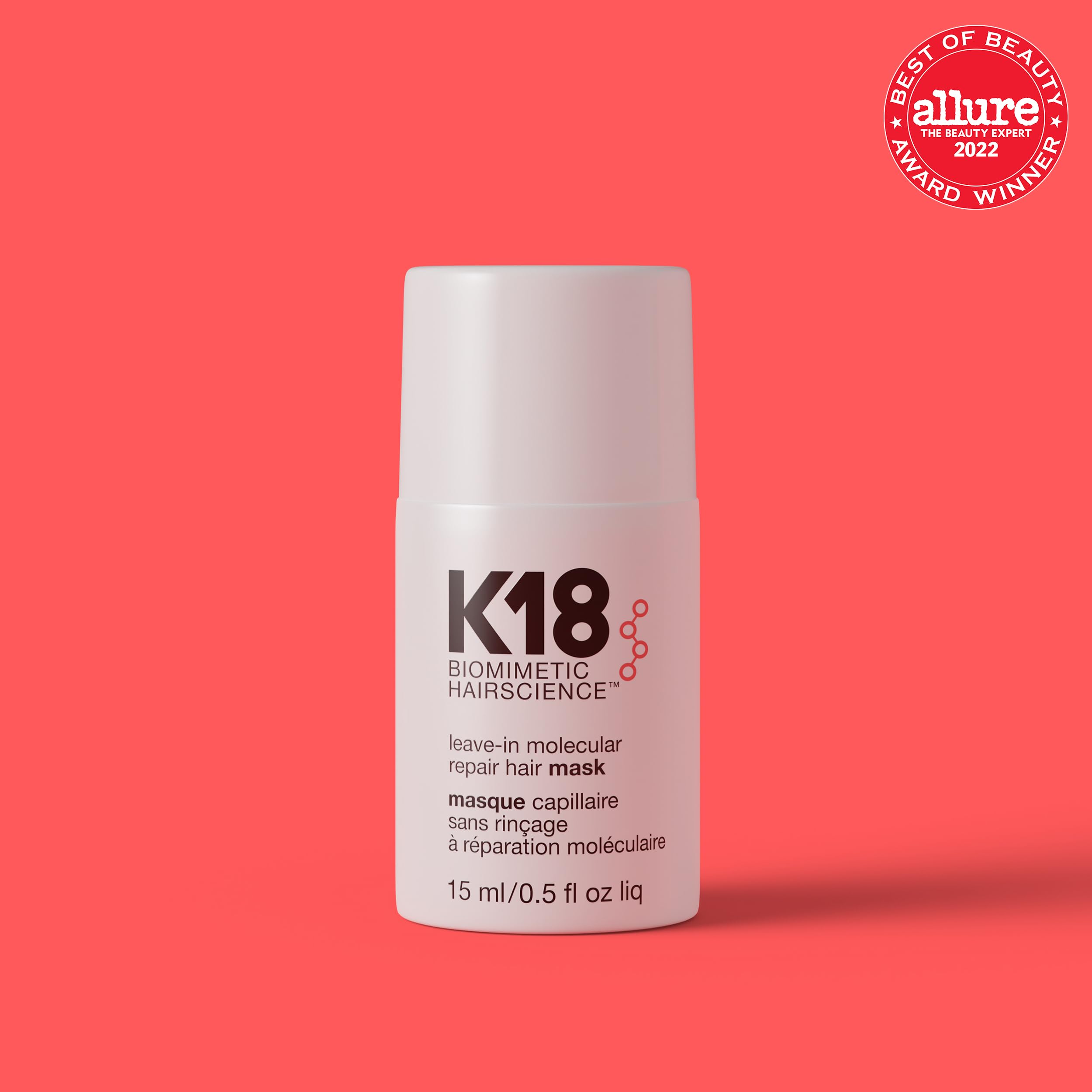 K18 Leave-In Molecular Repair Hair Mask, Patented, Lasting Repair For Dry, Frizzy, Damaged Hair, Reverse Damage In 4 Minutes From Bleach, Color, Chemical Services + Heat