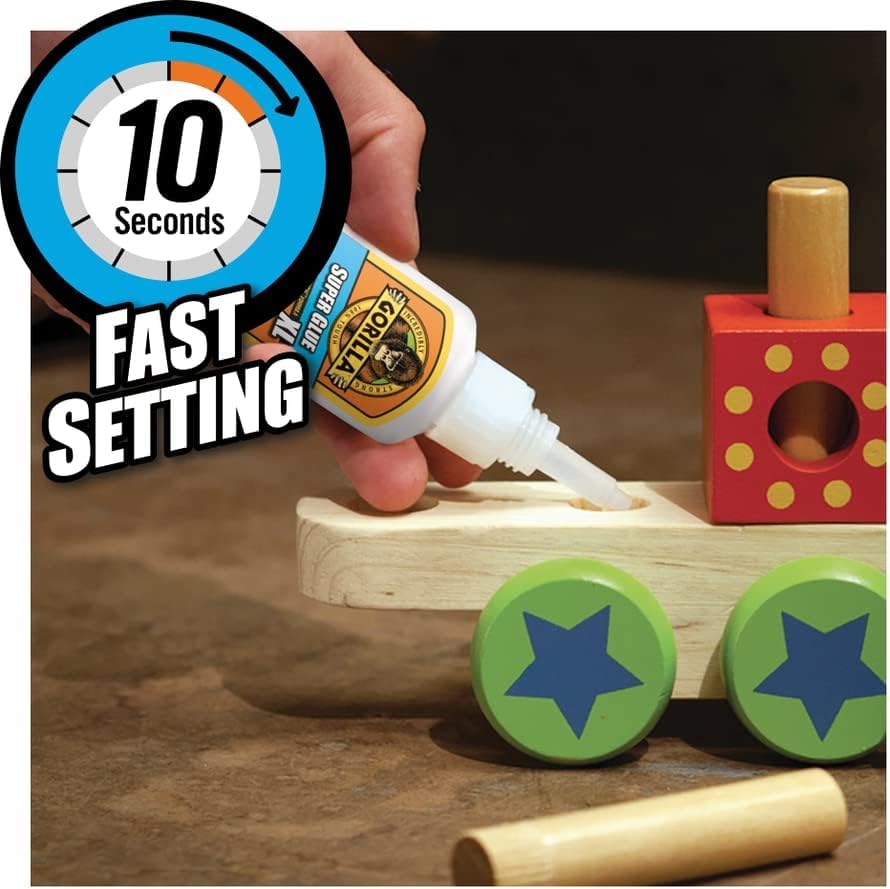 Gorilla Super Glue, 15g – All Purpose, Impact Tough & Fast Setting with Anti-Clog Cap Ideal for Metal, Ceramics, Leather & More