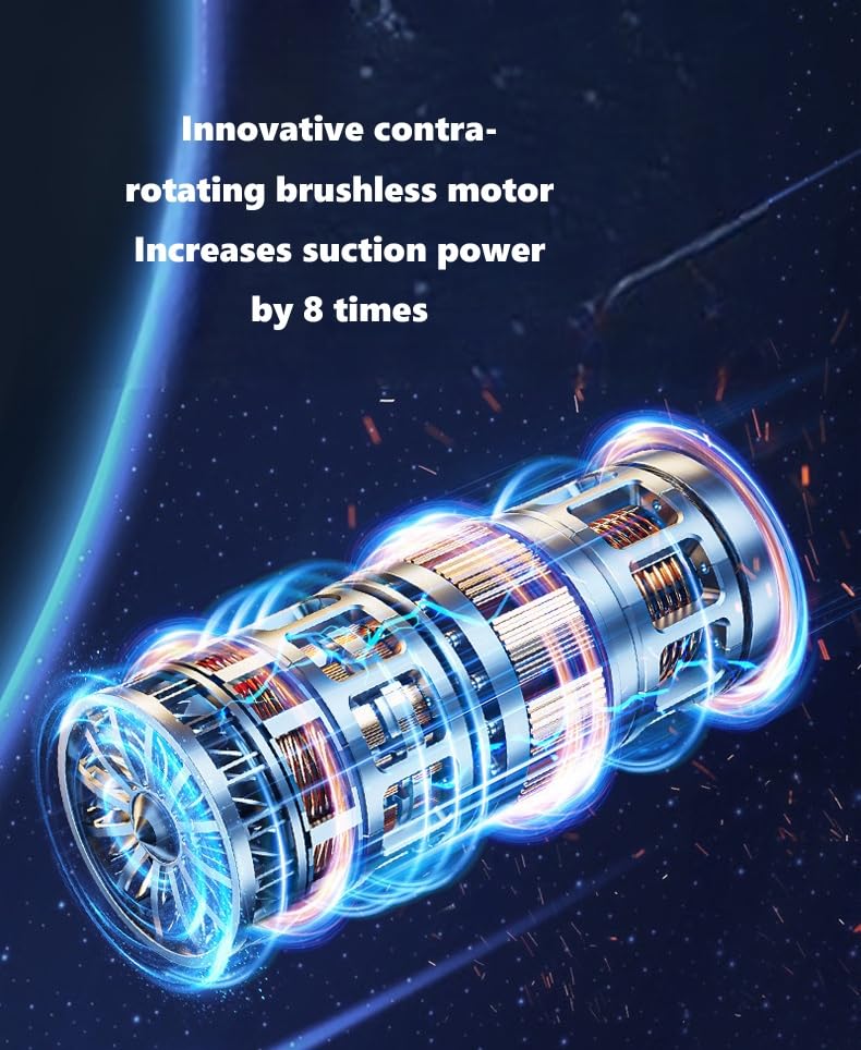 Carclineb Handheld Vacuum, 95000Pa Strong Suction Car Vacuum Cleaner, 30Mins Runtime Wireless Portable Vacuum for Car Interior, Home Furniture, Office, Quick Charge & Lightweight (1 Piece)