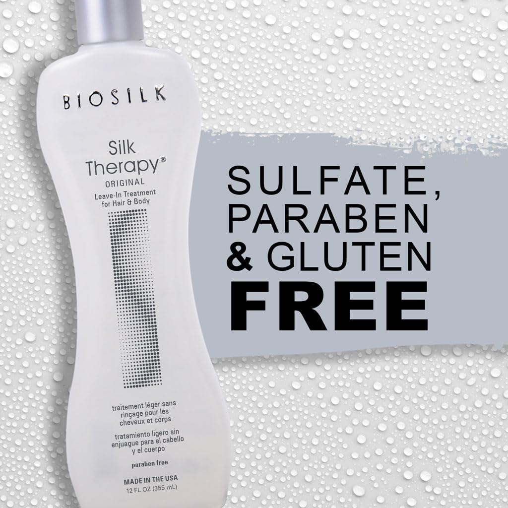 BioSilk Silk Therapy Original Cure, Reconstructing Treatment For Adding Shine & Helping Prevent Split Ends, Sulfate, Paraben, & Cruelty-Free, 12 Oz | Adding Shine, Sulfate Free, Paraben Free, Cruelty Free, 12 Oz