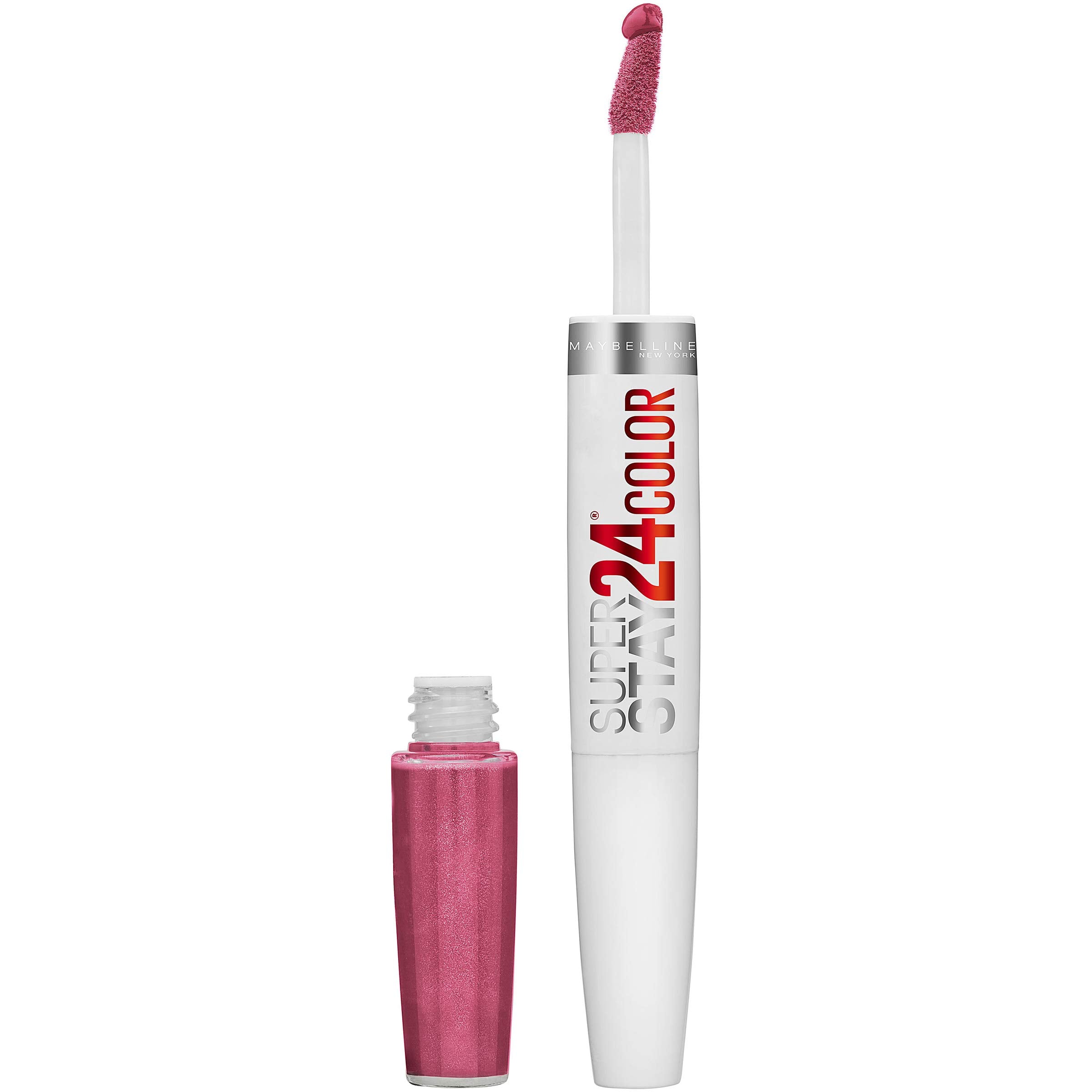 Maybelline Super Stay 24, 2-Step Liquid Lipstick Makeup, Long Lasting Highly Pigmented Color with Moisturizing Balm, Everlasting Wine, Plum Red, 1 Count