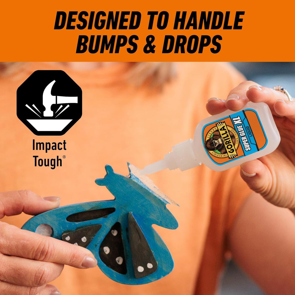 Gorilla Super Glue, 15g – All Purpose, Impact Tough & Fast Setting with Anti-Clog Cap Ideal for Metal, Ceramics, Leather & More