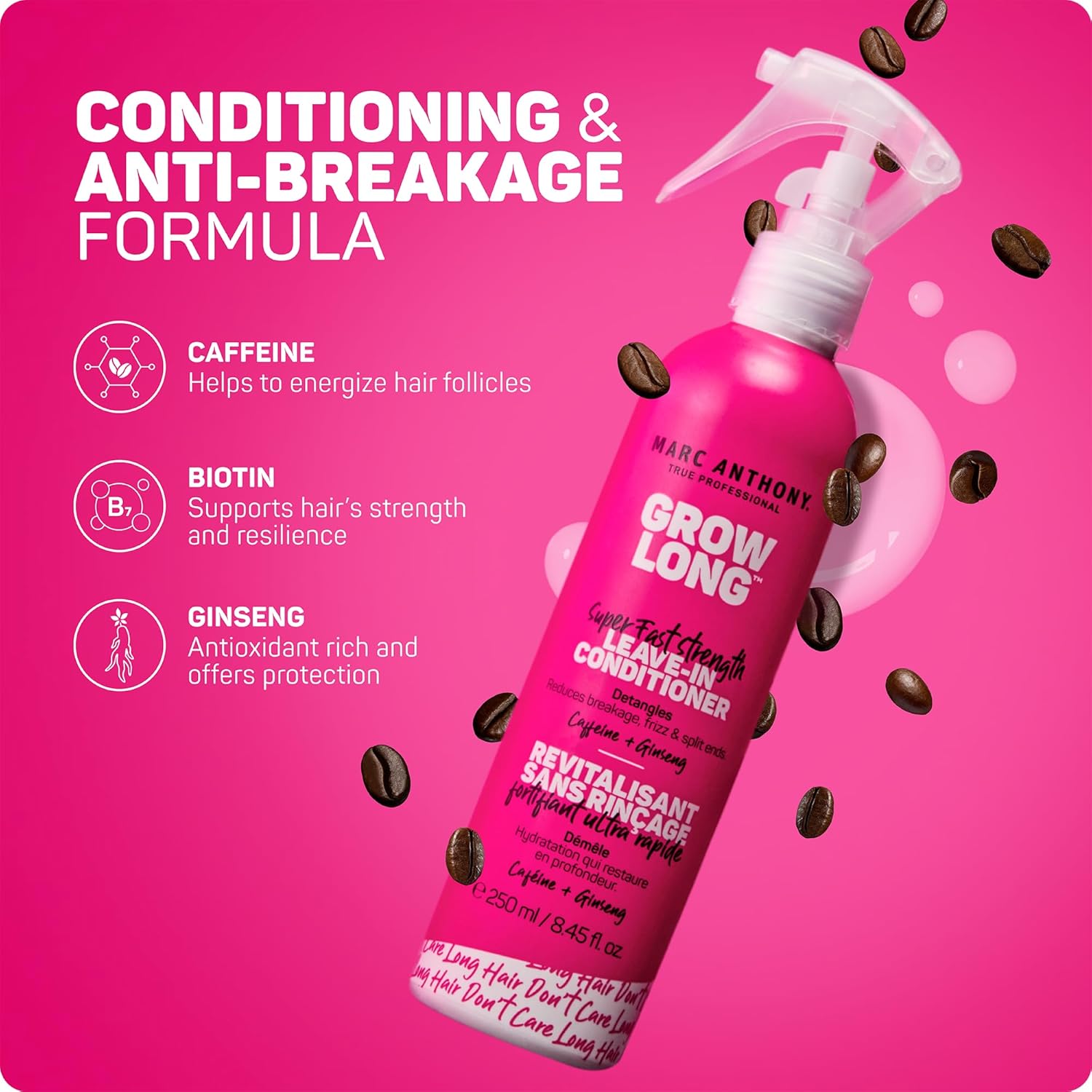 Marc Anthony Leave-In Hair Conditioner Spray for Long & Detangled Hair, Grow Long - Moisturizing & Deep Conditioning Detangler Spray with Biotin For Split Ends, Breakage & Reduces Frizz