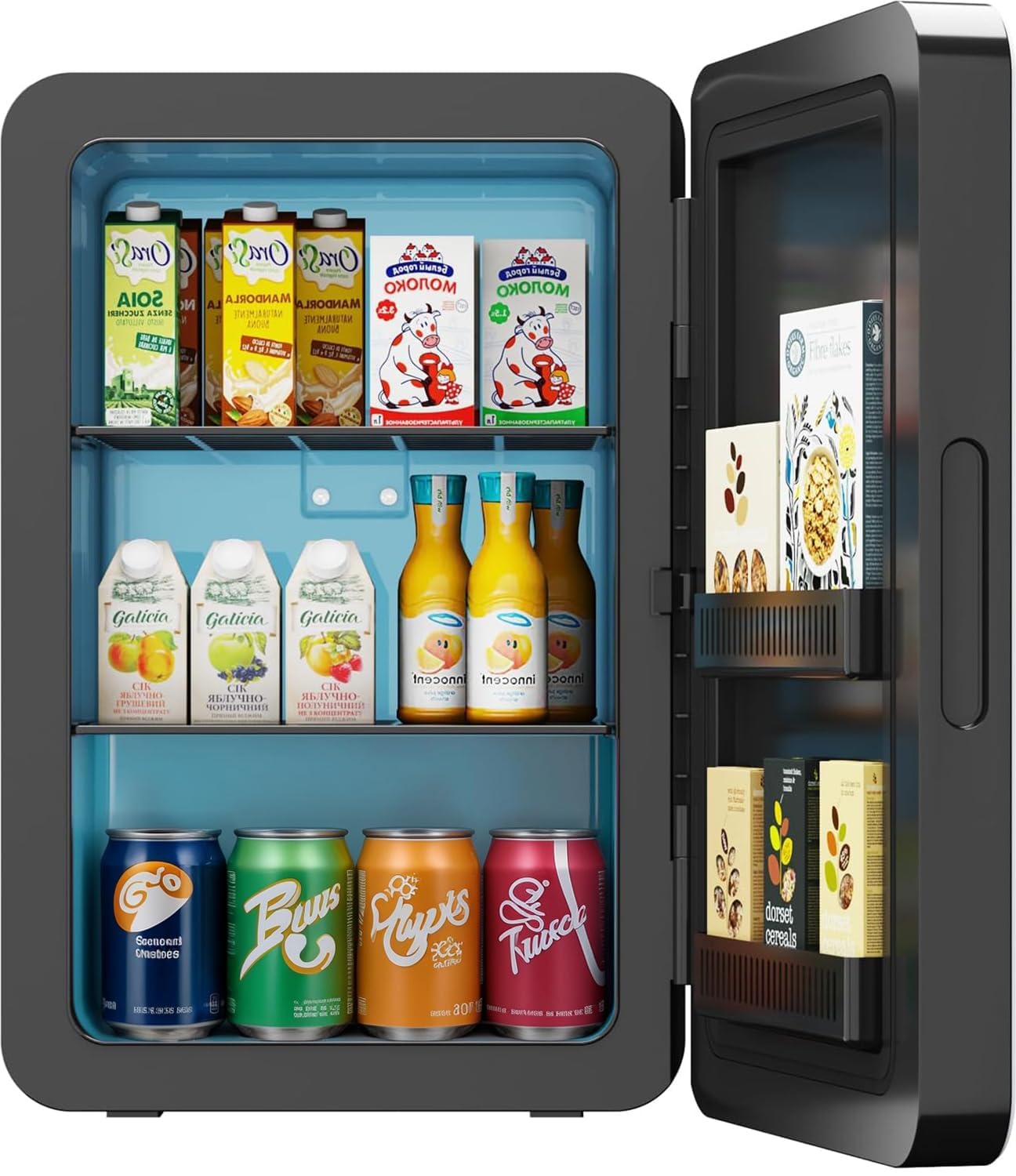 Mini Fridge 22L/30 Cans Portable Cooler & Warmer Mini Fridge for Bedrooms with Adjustable Shelves, AC+12V DC Small Fridges for Office, Car, Travel,Home, Skincare, Drinks & Cosmetics (Black)