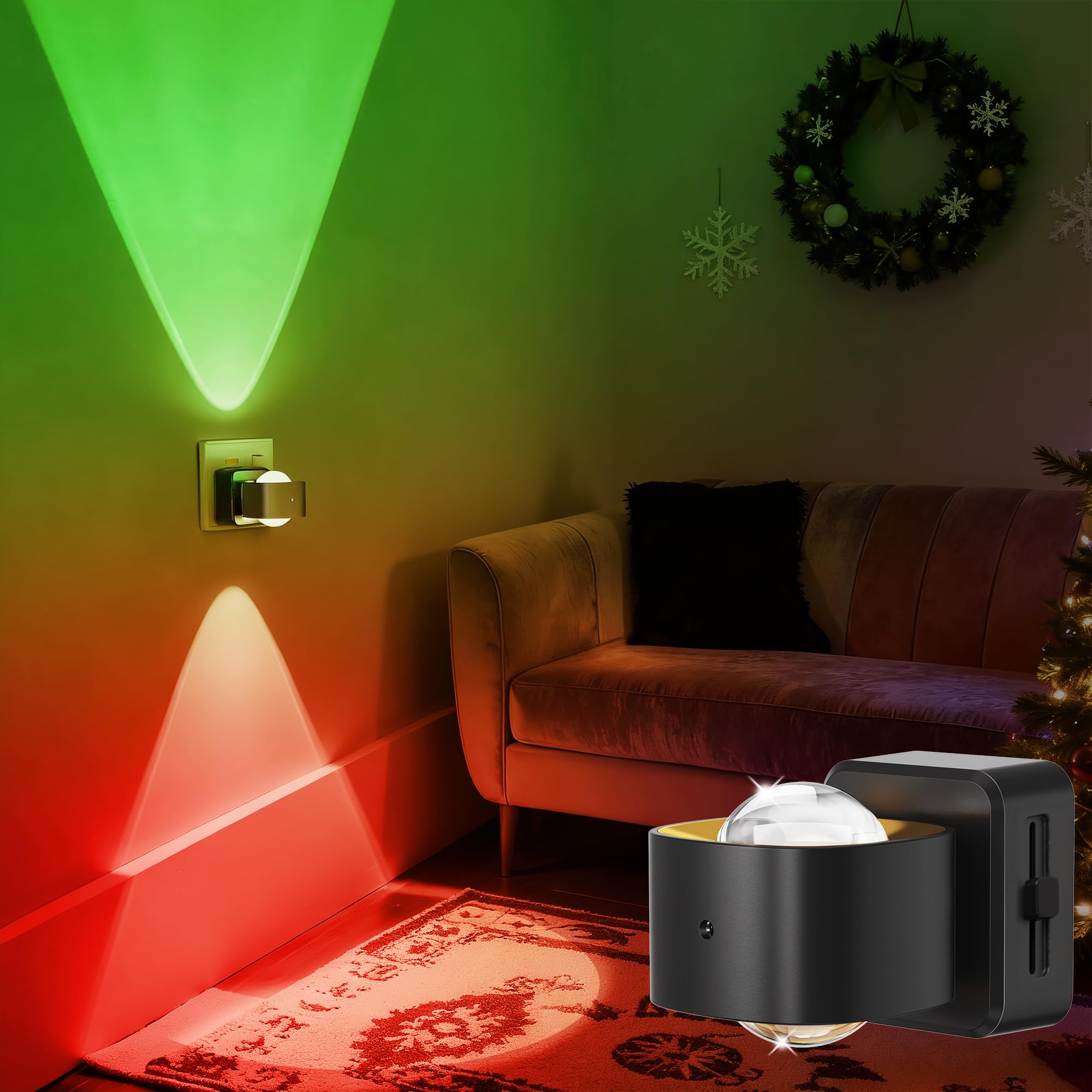 LOHAS-LED Night Light, Plug in Night Light with Dusk-to-Dawn Sensor, 10%/50%/100% LM Dimmable, Amber/ 3000K/5000K, Modern Nightlight Plug in Wall for Hallway, Bathroom, Stairway, 2 Pack