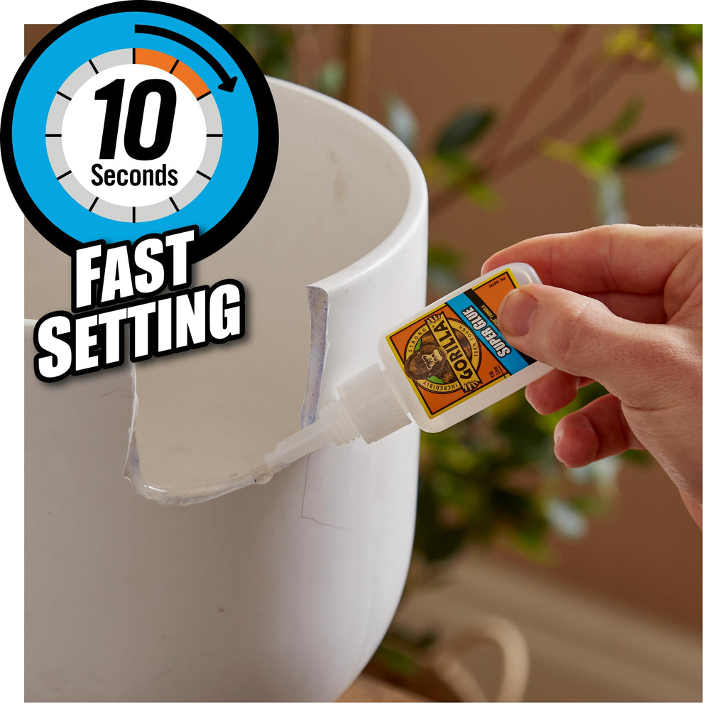 Gorilla Super Glue, 15g – All Purpose, Impact Tough & Fast Setting with Anti-Clog Cap Ideal for Metal, Ceramics, Leather & More