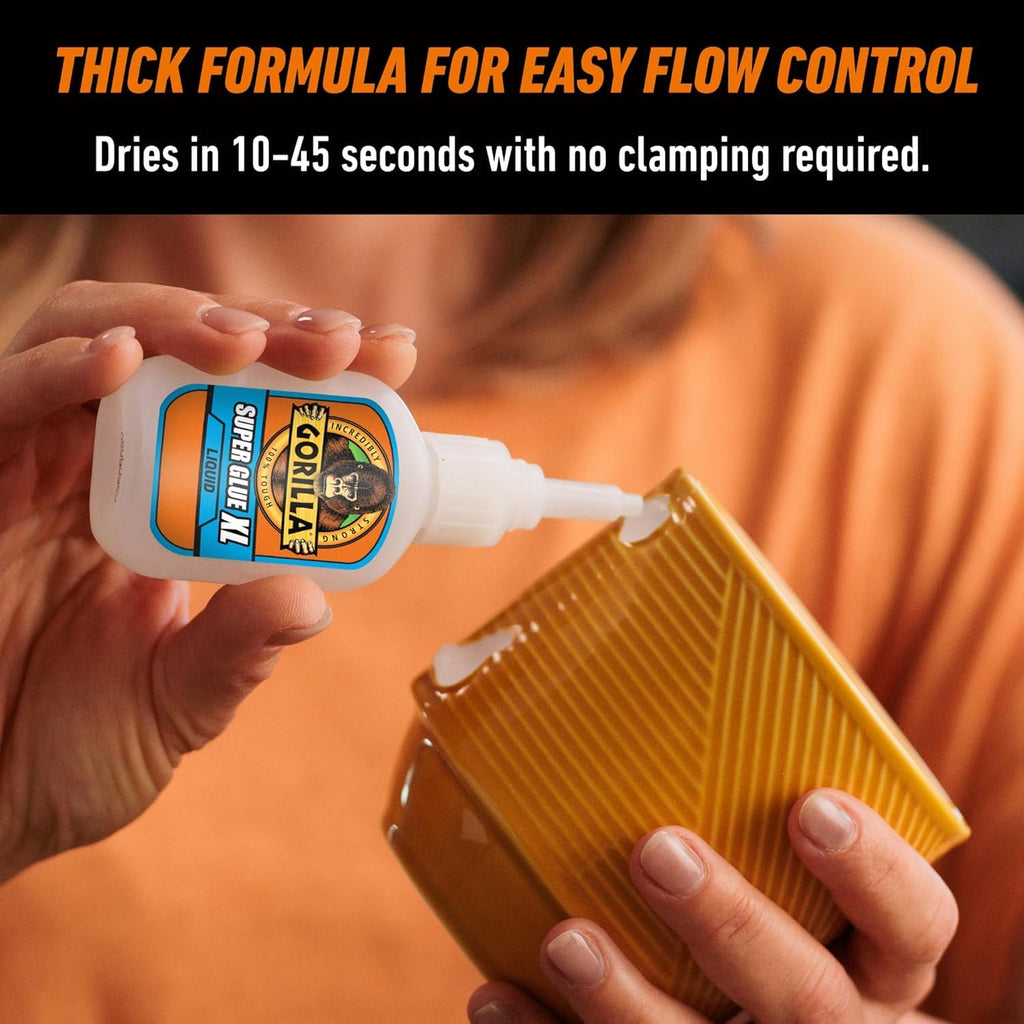 Gorilla Super Glue, 15g – All Purpose, Impact Tough & Fast Setting with Anti-Clog Cap Ideal for Metal, Ceramics, Leather & More