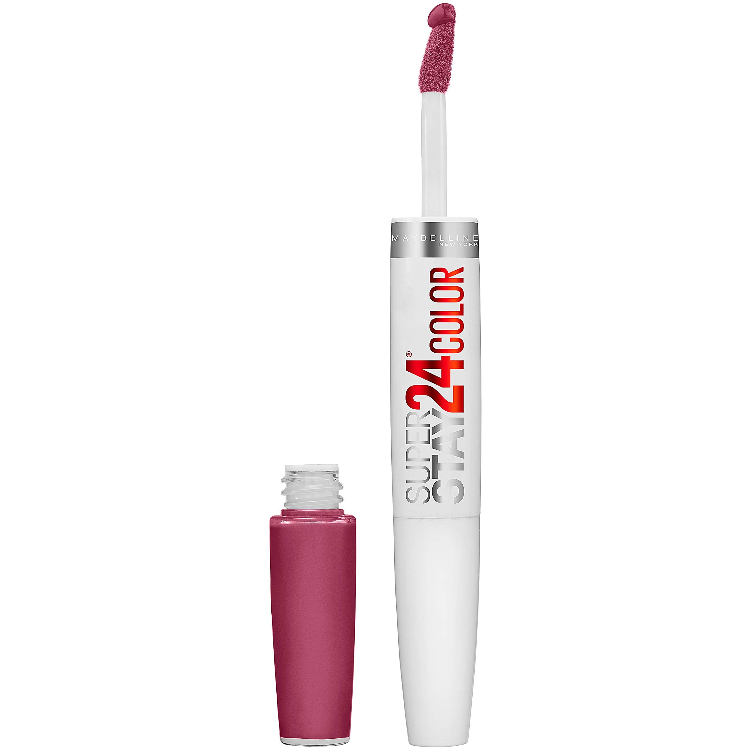 Maybelline Super Stay 24, 2-Step Liquid Lipstick Makeup, Long Lasting Highly Pigmented Color with Moisturizing Balm, Everlasting Wine, Plum Red, 1 Count