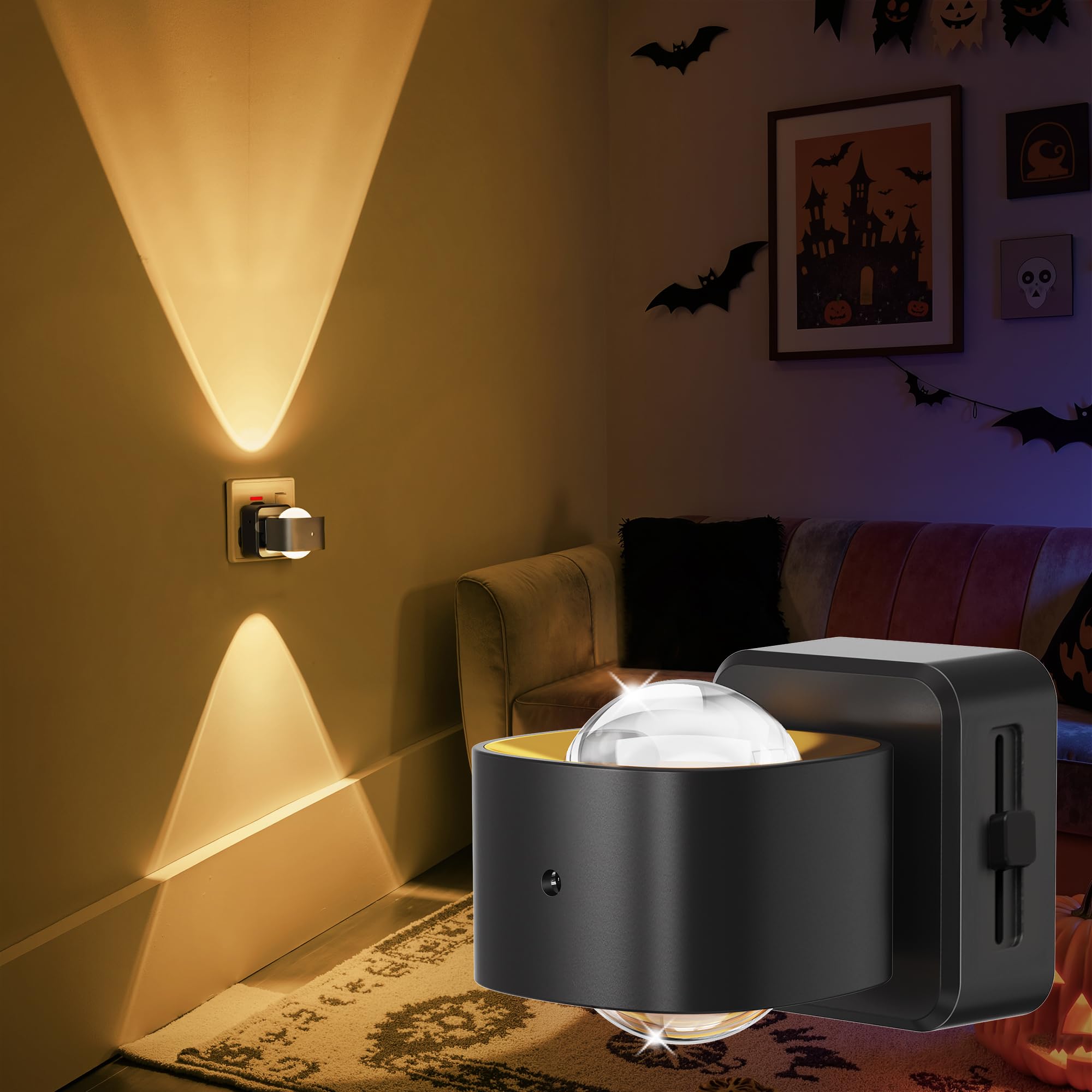 LOHAS-LED Night Light, Plug in Night Light with Dusk-to-Dawn Sensor, 10%/50%/100% LM Dimmable, Amber/ 3000K/5000K, Modern Nightlight Plug in Wall for Hallway, Bathroom, Stairway, 2 Pack