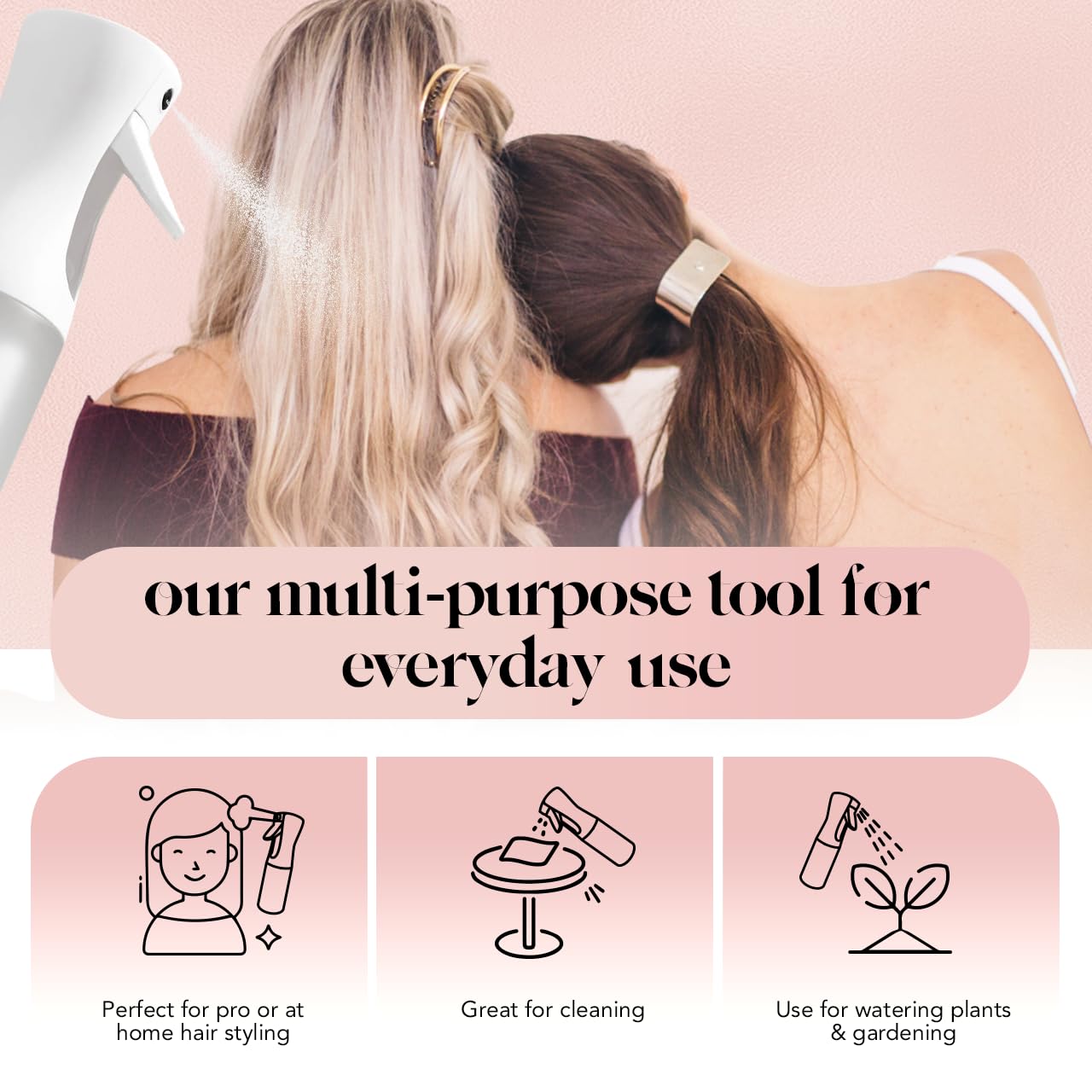 Kitsch Continuous Spray Bottle for Hair – Fine Mist Water Mister & Water Spray Bottle – Recycled Hair Spray Bottle – Spray Bottles for Cleaning, Styling, Plants & More – Terracotta, 150ml