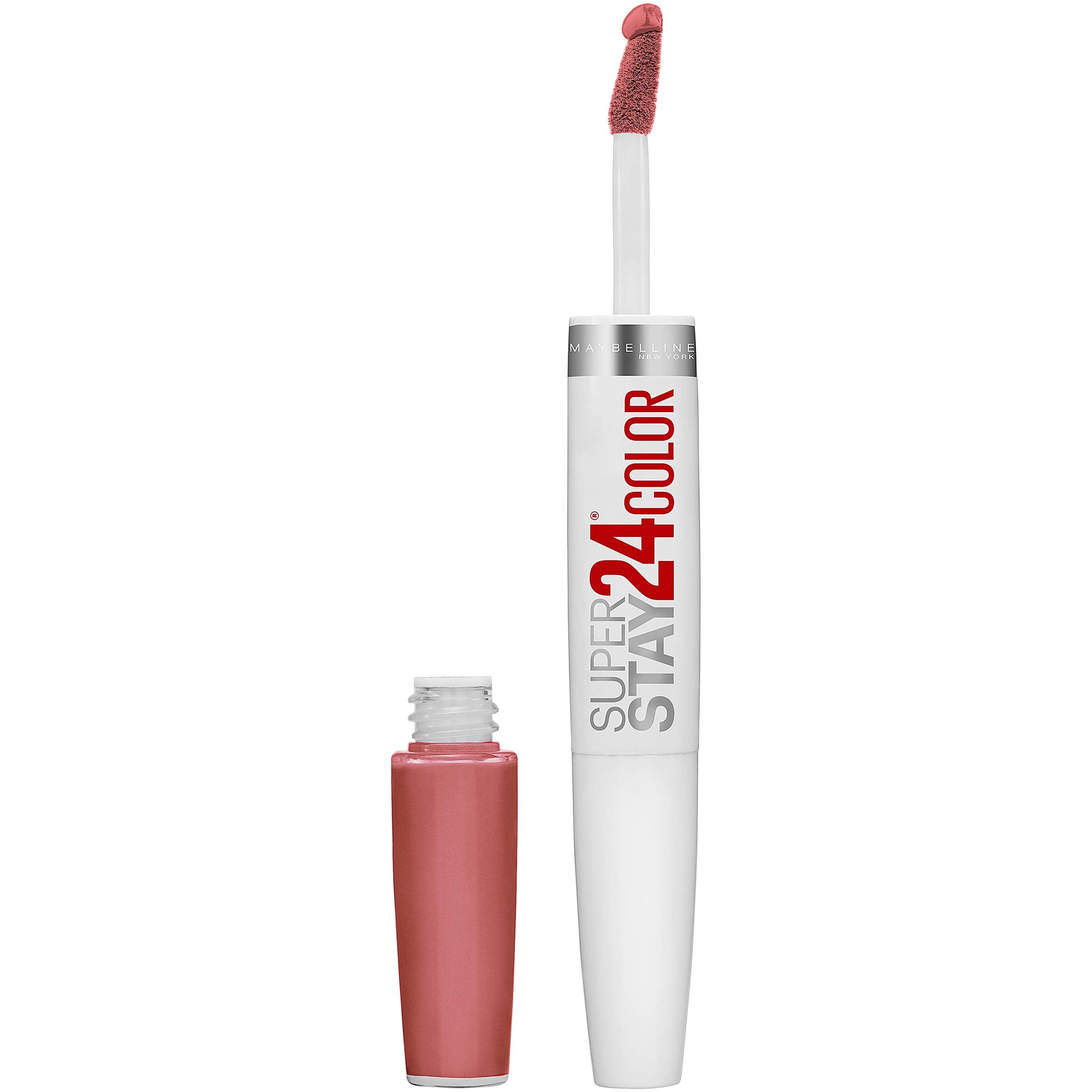 Maybelline Super Stay 24, 2-Step Liquid Lipstick Makeup, Long Lasting Highly Pigmented Color with Moisturizing Balm, Everlasting Wine, Plum Red, 1 Count