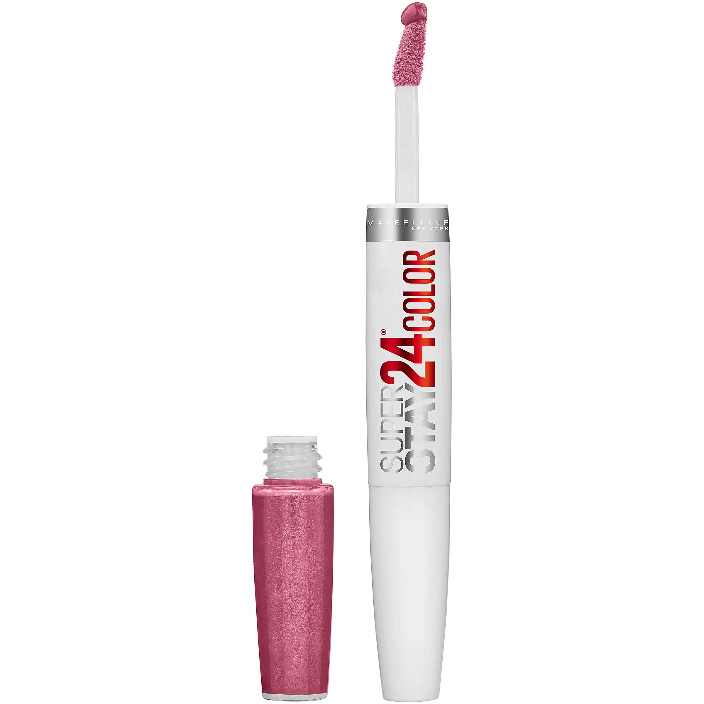 Maybelline Super Stay 24, 2-Step Liquid Lipstick Makeup, Long Lasting Highly Pigmented Color with Moisturizing Balm, Everlasting Wine, Plum Red, 1 Count