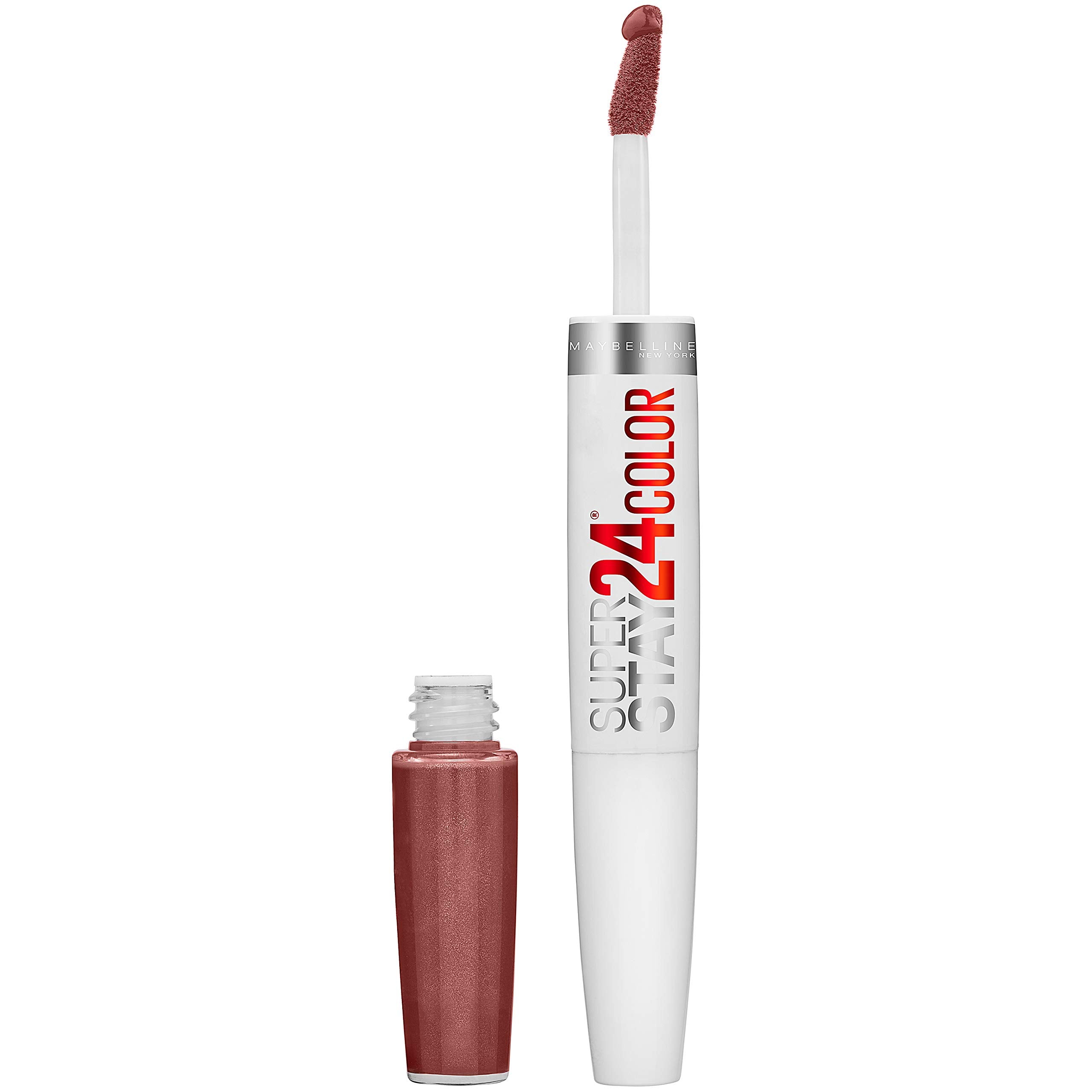 Maybelline Super Stay 24, 2-Step Liquid Lipstick Makeup, Long Lasting Highly Pigmented Color with Moisturizing Balm, Everlasting Wine, Plum Red, 1 Count
