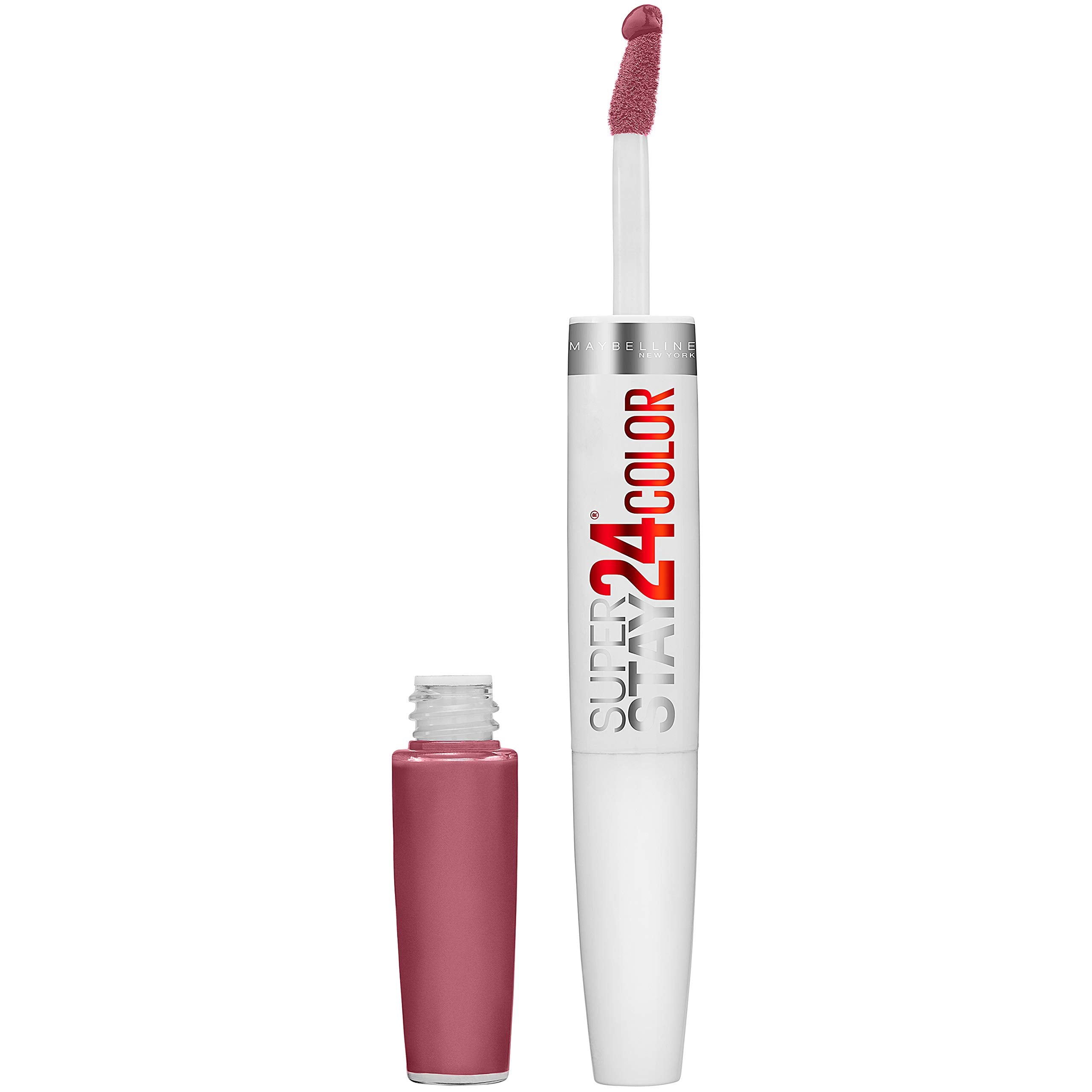 Maybelline Super Stay 24, 2-Step Liquid Lipstick Makeup, Long Lasting Highly Pigmented Color with Moisturizing Balm, Everlasting Wine, Plum Red, 1 Count