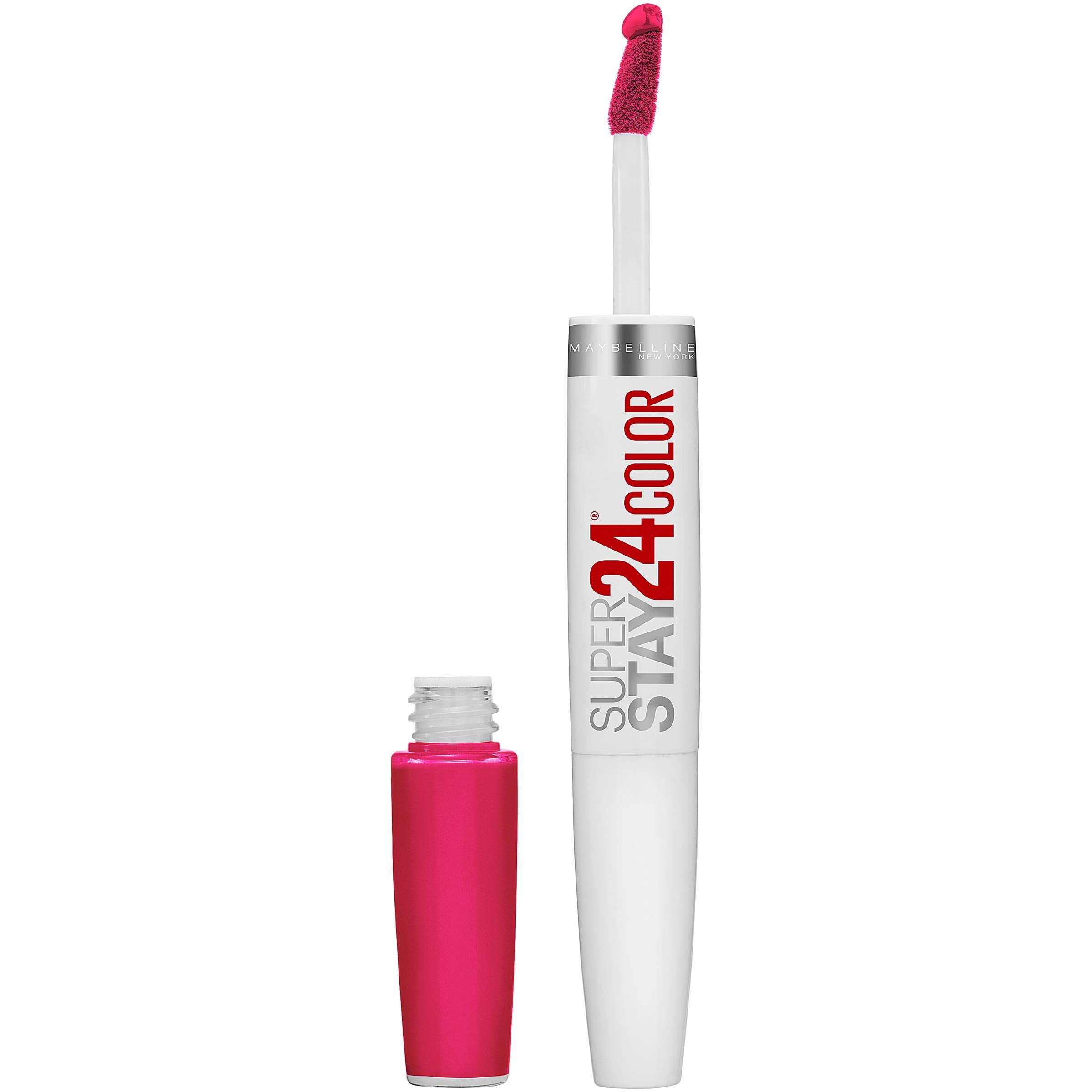 Maybelline Super Stay 24, 2-Step Liquid Lipstick Makeup, Long Lasting Highly Pigmented Color with Moisturizing Balm, Everlasting Wine, Plum Red, 1 Count