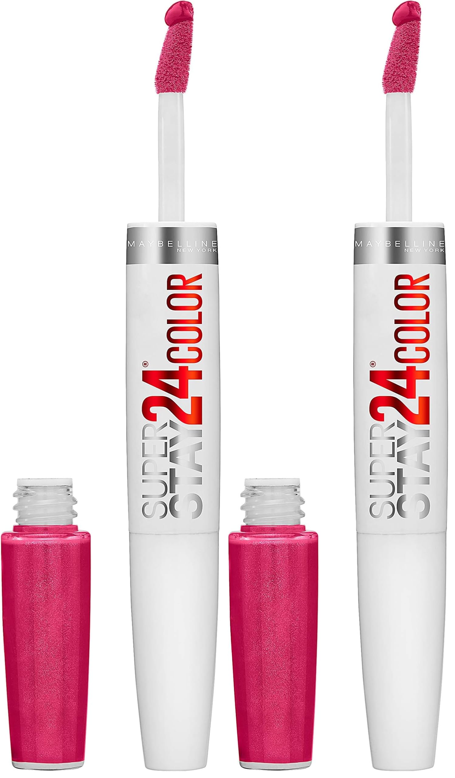 Maybelline Super Stay 24, 2-Step Liquid Lipstick Makeup, Long Lasting Highly Pigmented Color with Moisturizing Balm, Everlasting Wine, Plum Red, 1 Count