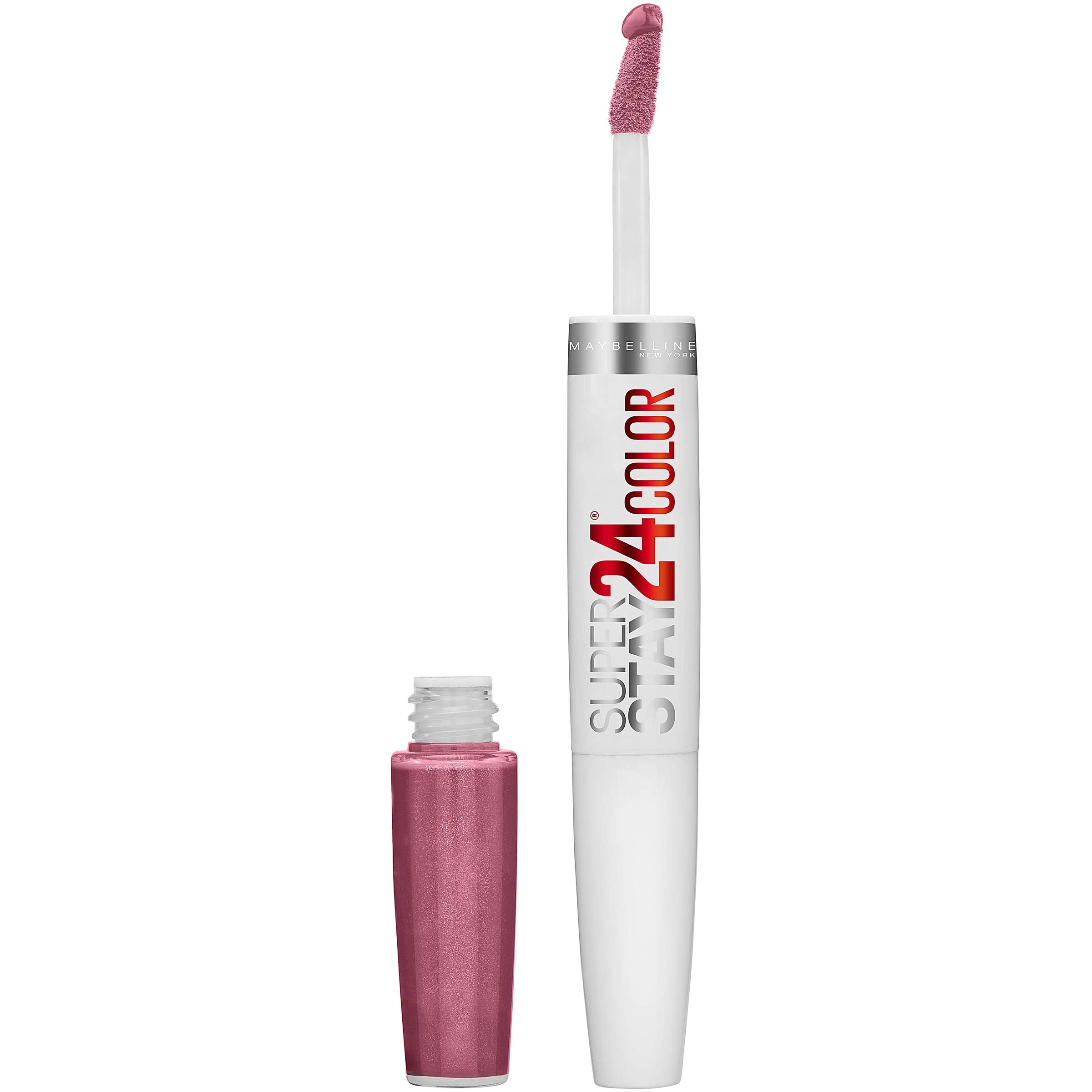 Maybelline Super Stay 24, 2-Step Liquid Lipstick Makeup, Long Lasting Highly Pigmented Color with Moisturizing Balm, Everlasting Wine, Plum Red, 1 Count