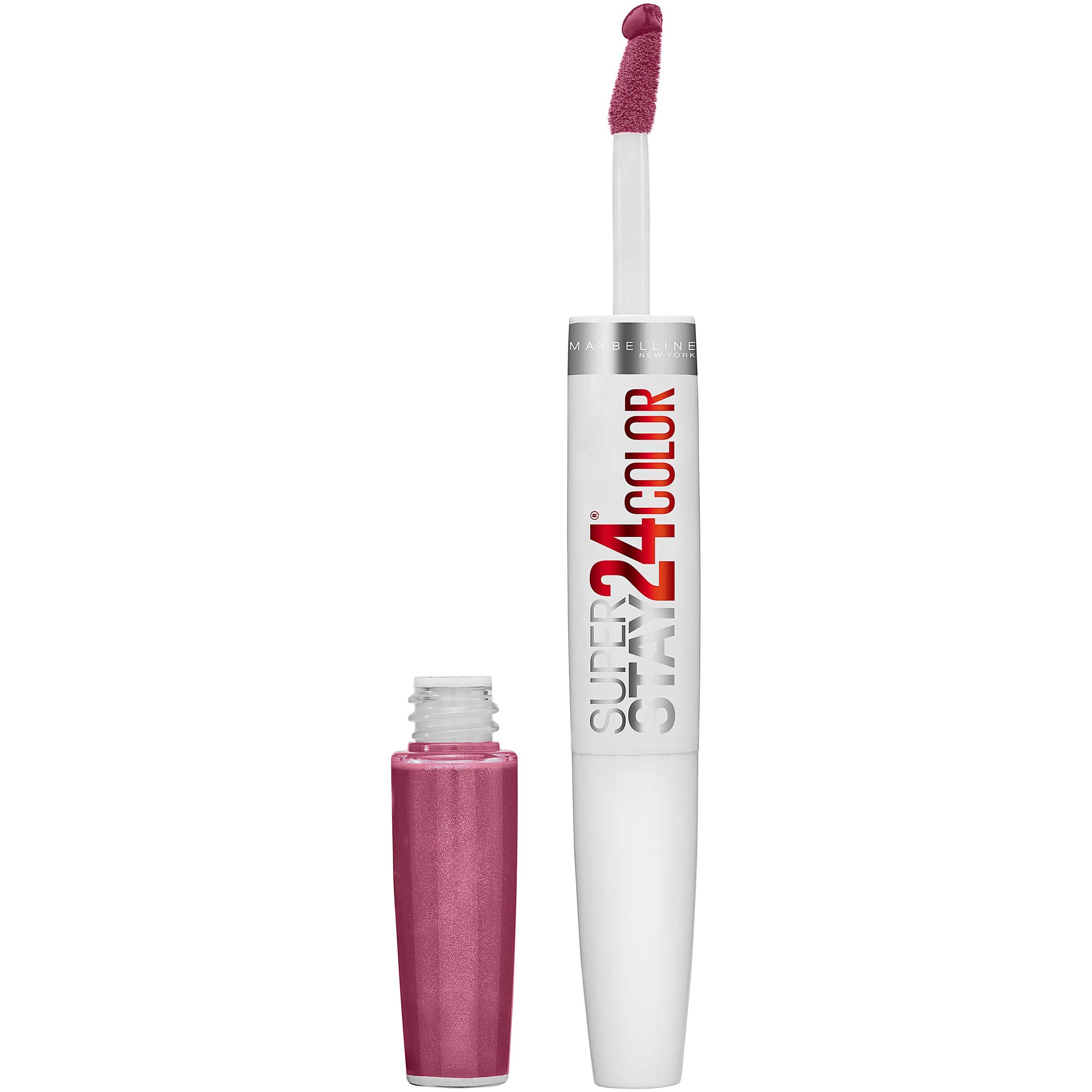 Maybelline Super Stay 24, 2-Step Liquid Lipstick Makeup, Long Lasting Highly Pigmented Color with Moisturizing Balm, Everlasting Wine, Plum Red, 1 Count