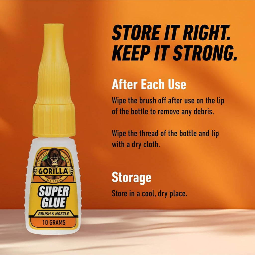 Gorilla Super Glue, 15g – All Purpose, Impact Tough & Fast Setting with Anti-Clog Cap Ideal for Metal, Ceramics, Leather & More