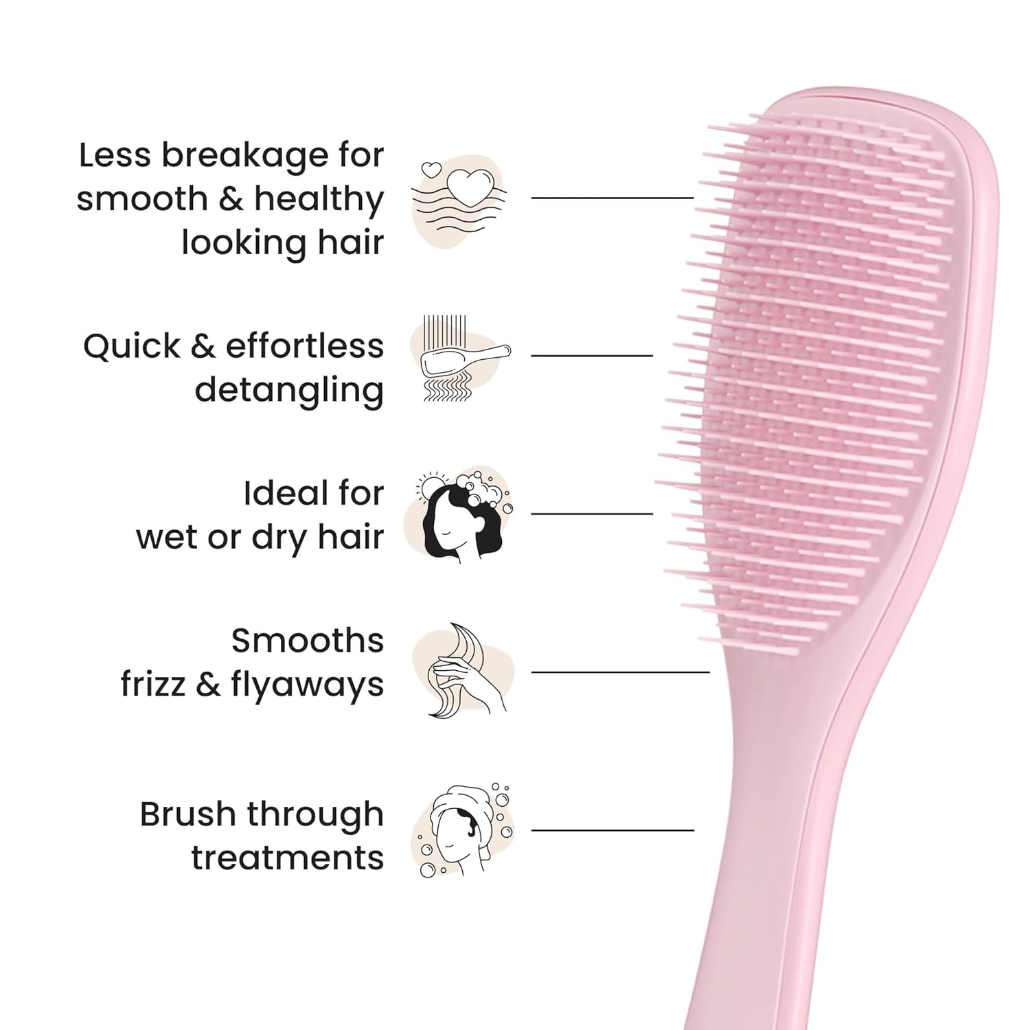 Tangle Teezer Ultimate Detangler Brush for Wet & Dry Hair, Eliminates Knots & Reduces Breakage for Straight to Wavy Hair Types, Millennial Pink