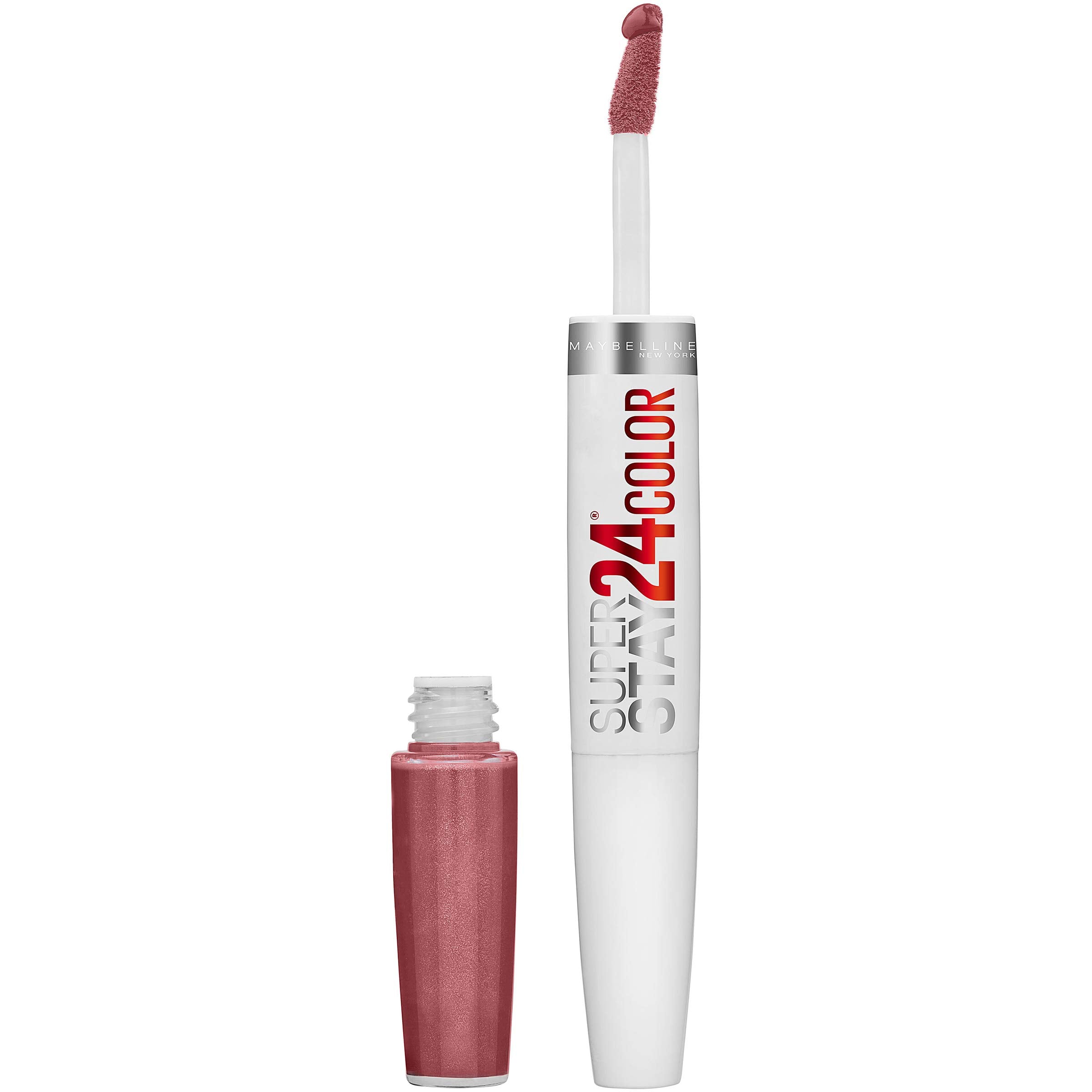 Maybelline Super Stay 24, 2-Step Liquid Lipstick Makeup, Long Lasting Highly Pigmented Color with Moisturizing Balm, Everlasting Wine, Plum Red, 1 Count