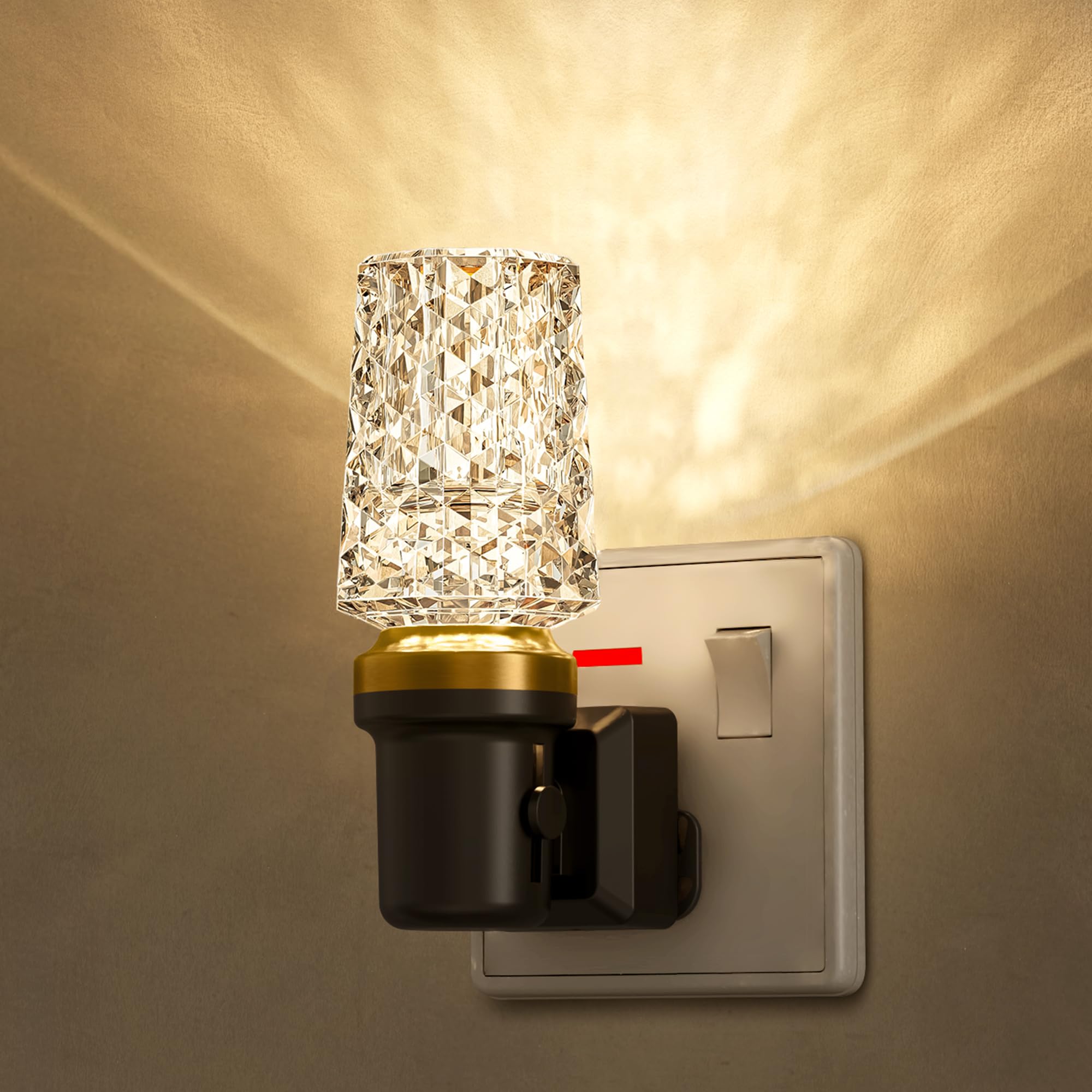 LOHAS-LED Night Light, Plug in Night Light with Dusk-to-Dawn Sensor, 10%/50%/100% LM Dimmable, Amber/ 3000K/5000K, Modern Nightlight Plug in Wall for Hallway, Bathroom, Stairway, 2 Pack