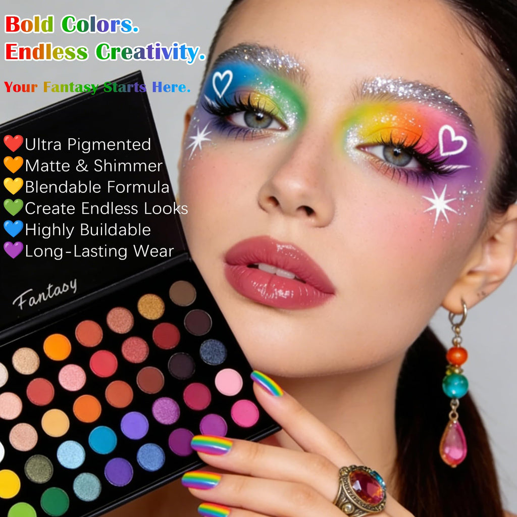 UCANBE Highly Pigmented Eye Makeup Palette, Matte Shimmer Metallic Eyeshadow Pallet Long Lasting Blendable Natural Colors Make Up Eye Shadows Cosmetics Gift Kit