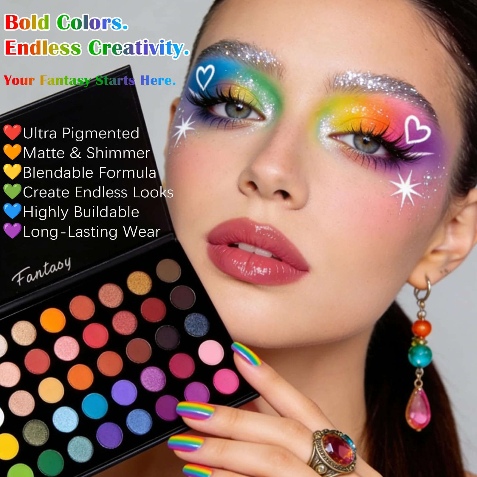 UCANBE Highly Pigmented Eye Makeup Palette, Matte Shimmer Metallic Eyeshadow Pallet Long Lasting Blendable Natural Colors Make Up Eye Shadows Cosmetics Gift Kit