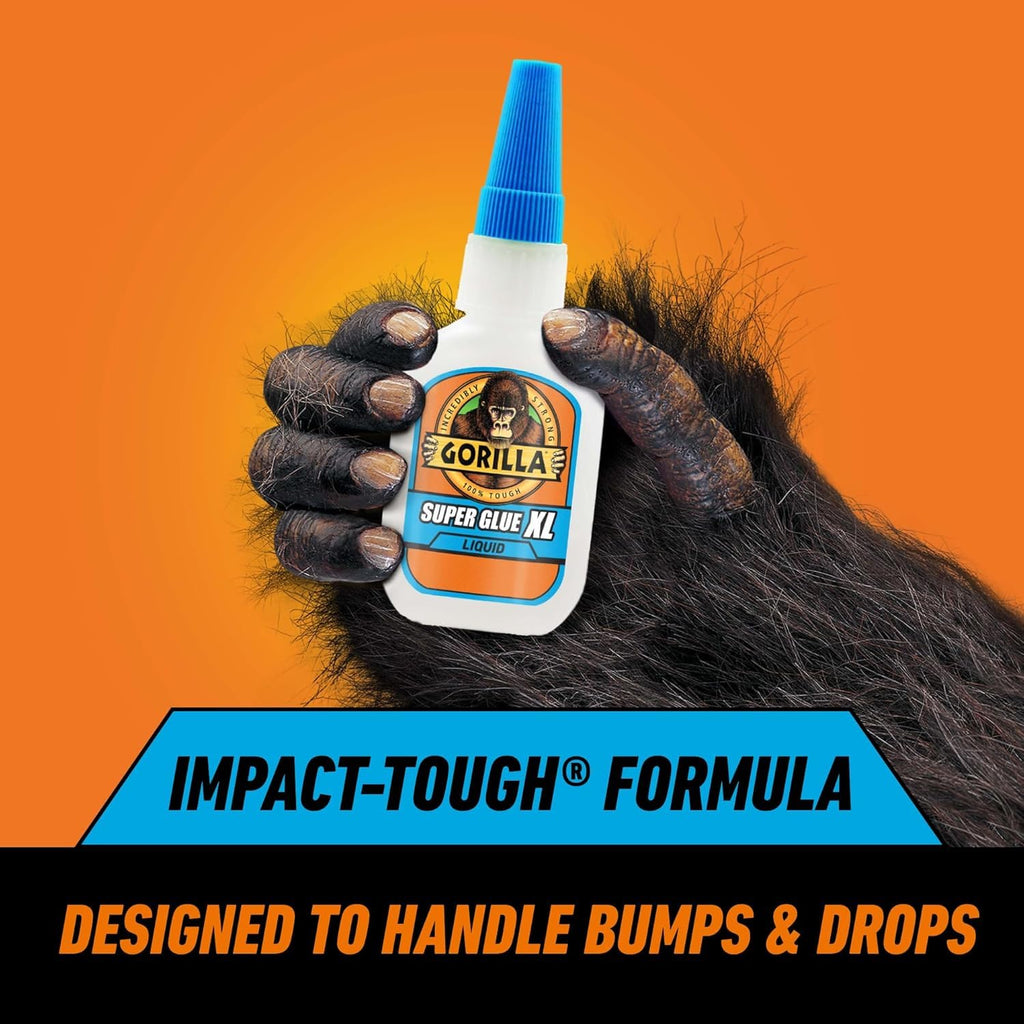 Gorilla Super Glue, 15g – All Purpose, Impact Tough & Fast Setting with Anti-Clog Cap Ideal for Metal, Ceramics, Leather & More
