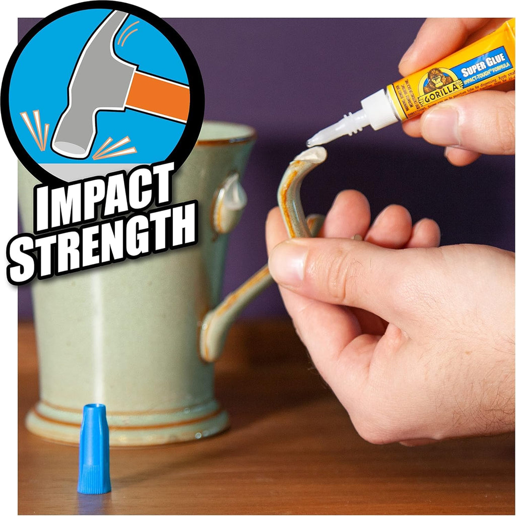Gorilla Super Glue, 15g – All Purpose, Impact Tough & Fast Setting with Anti-Clog Cap Ideal for Metal, Ceramics, Leather & More