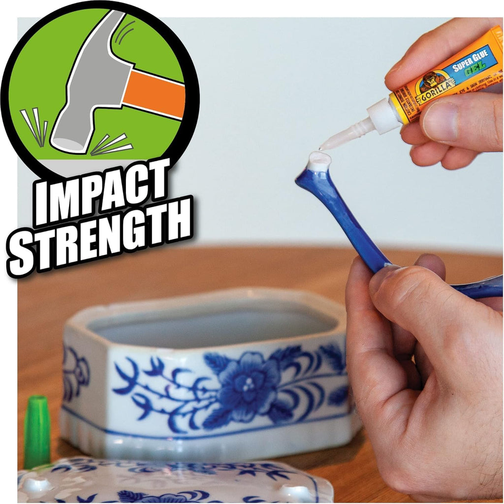 Gorilla Super Glue, 15g – All Purpose, Impact Tough & Fast Setting with Anti-Clog Cap Ideal for Metal, Ceramics, Leather & More