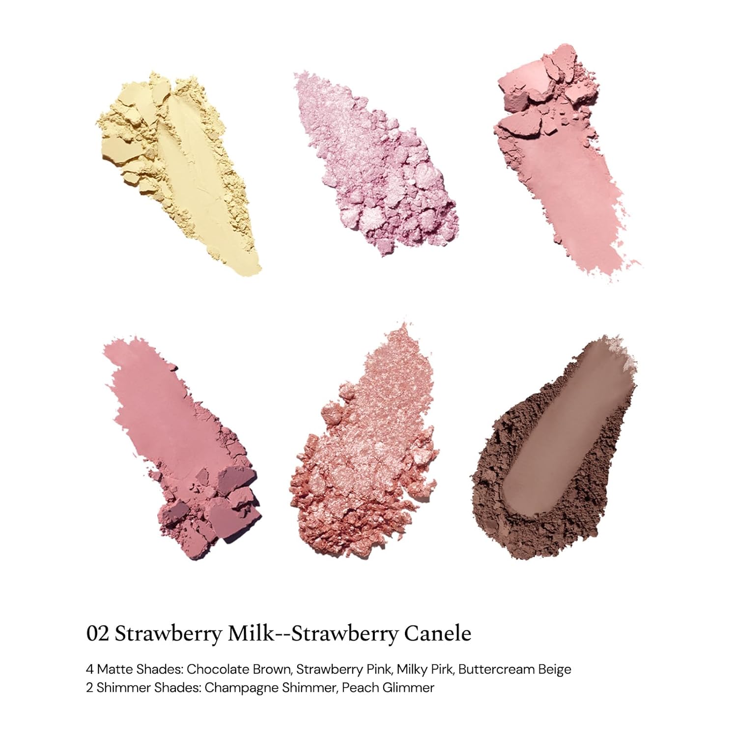 Flower Knows The Sweetie Bear Collection 6-Color Makeup Palette,Pink Face Makeup Palette with 4 Matte + 2 Shimmer Shades,Blendable Smooth Cute Make Up,0.23 Oz(02 Strawberry Milk)