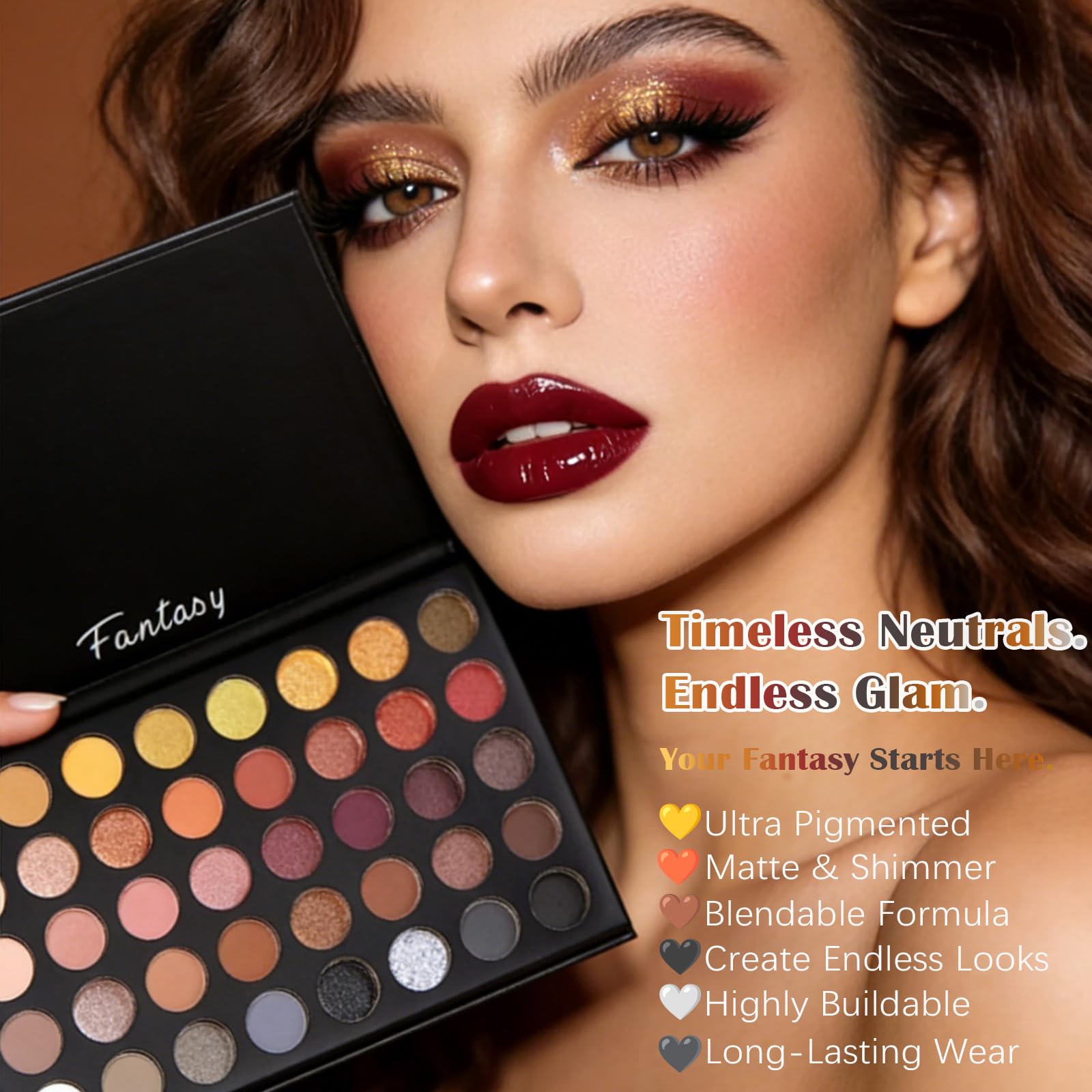 UCANBE Highly Pigmented Eye Makeup Palette, Matte Shimmer Metallic Eyeshadow Pallet Long Lasting Blendable Natural Colors Make Up Eye Shadows Cosmetics Gift Kit