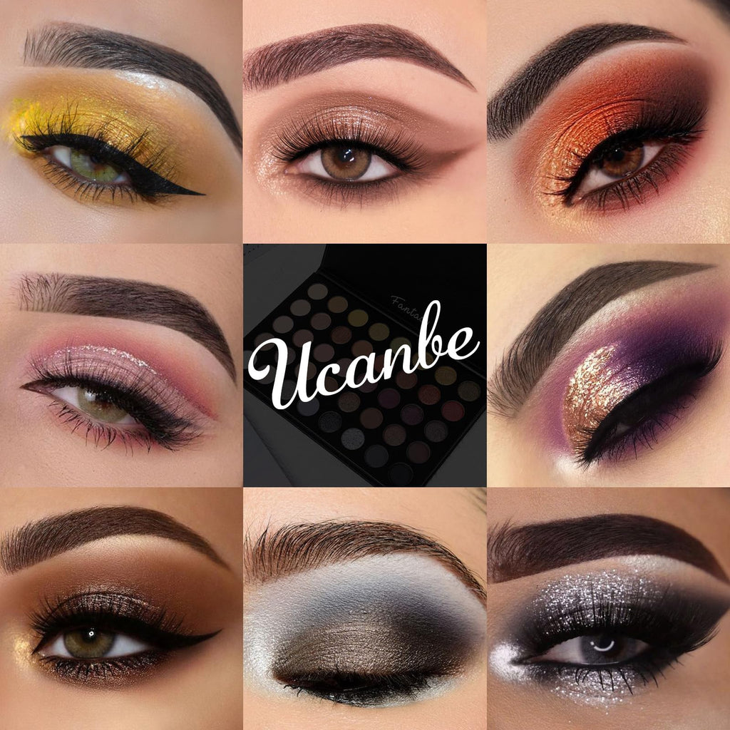 UCANBE Highly Pigmented Eye Makeup Palette, Matte Shimmer Metallic Eyeshadow Pallet Long Lasting Blendable Natural Colors Make Up Eye Shadows Cosmetics Gift Kit